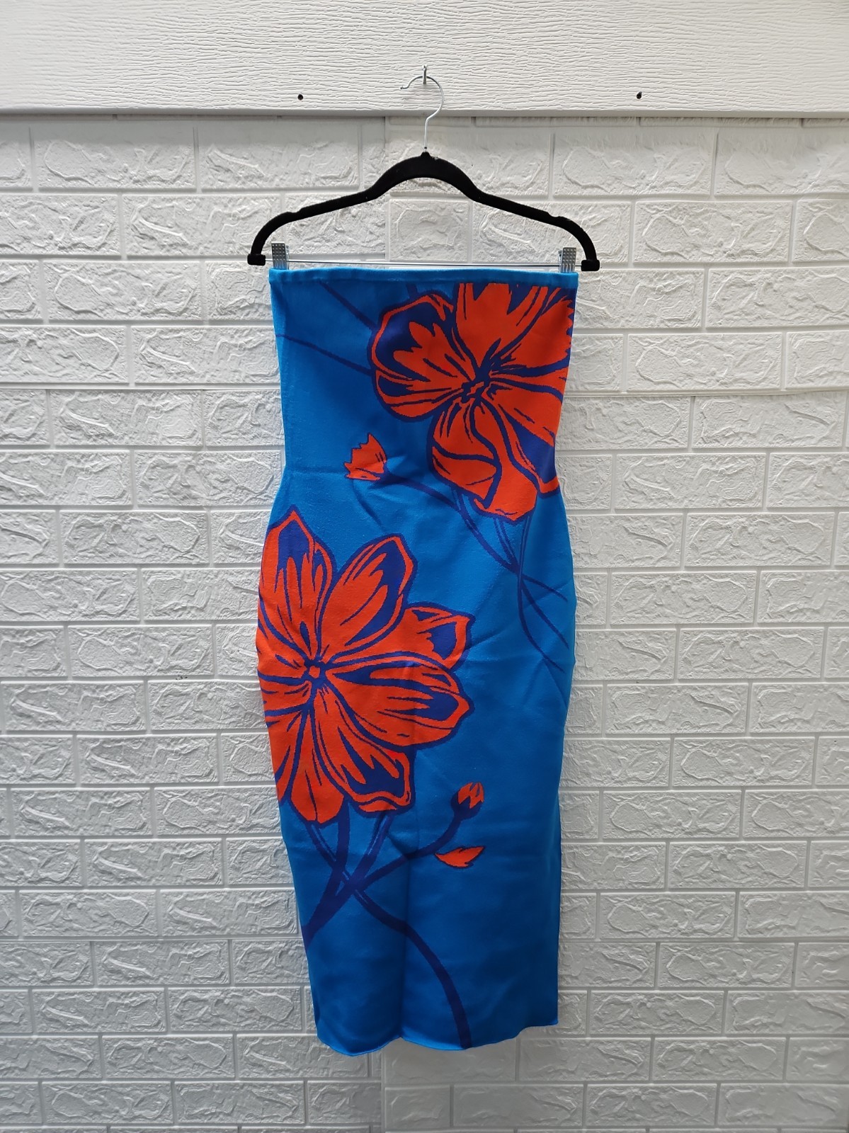 New Milly Seraphina Strapless Floral Midi Dress Blue Sz M New Milly Seraphina Strapless Floral Midi Dress Blue Sz M