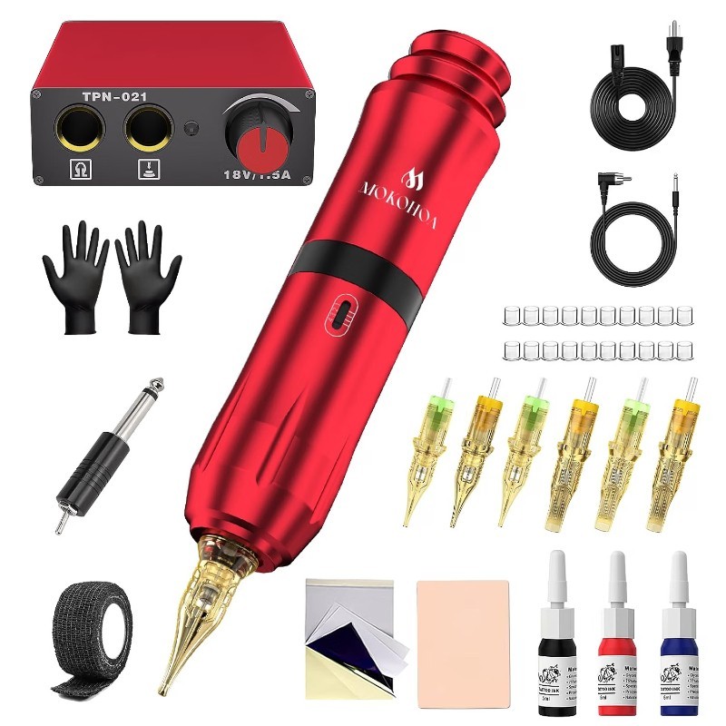 Tattoo Kit for Beginners – Rotary Tattoo Pen Machine Kit with Cartridge Needles 
