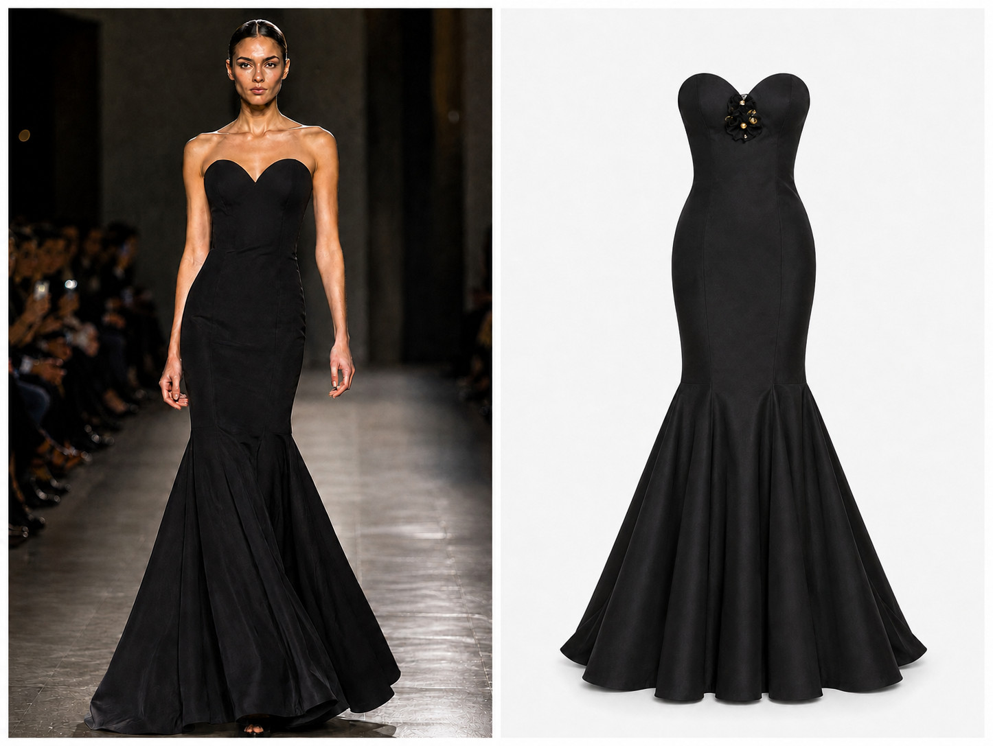 Vintage Badgley Mischka Couture Collection Black Mikado Mermaid Gown sz 4