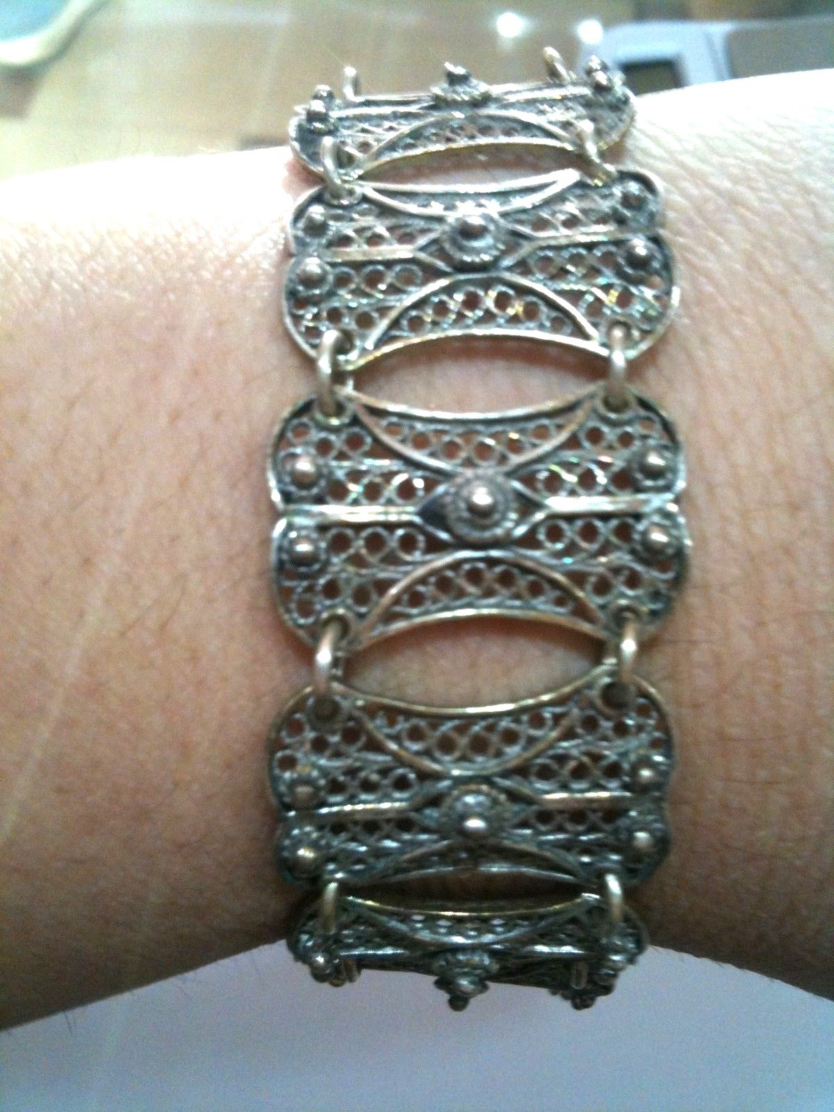 VINTAGE WOMEN NEW SILVER 925 BRACELET IN FILIGREE-ANTIQUE MODEL-AWES0ME