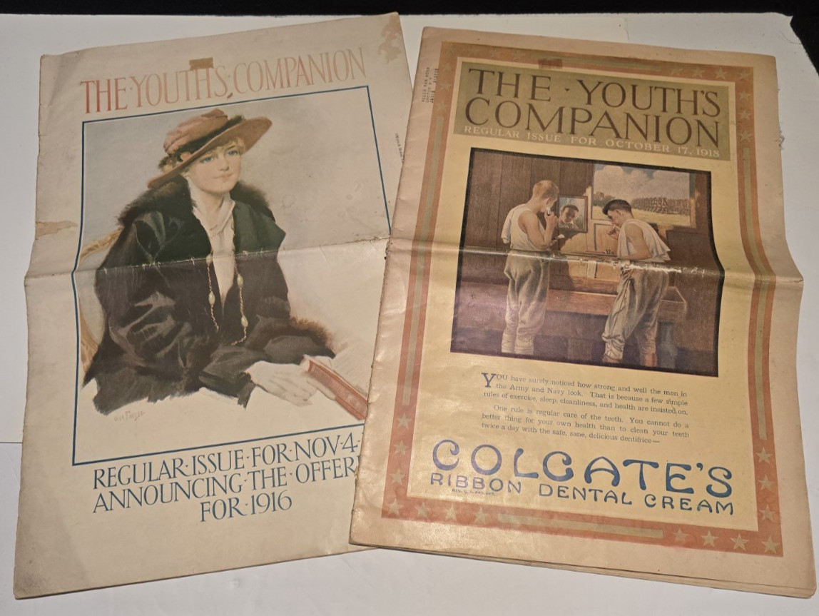 VTG 1915 & 1918 Youth\'s Companion Magazine WWI Era Ads Antique Ephemera Lot VTG 1915 & 1918 Youth\'s Companion Magazine WWI Era Ads Antique Ephemera Lot