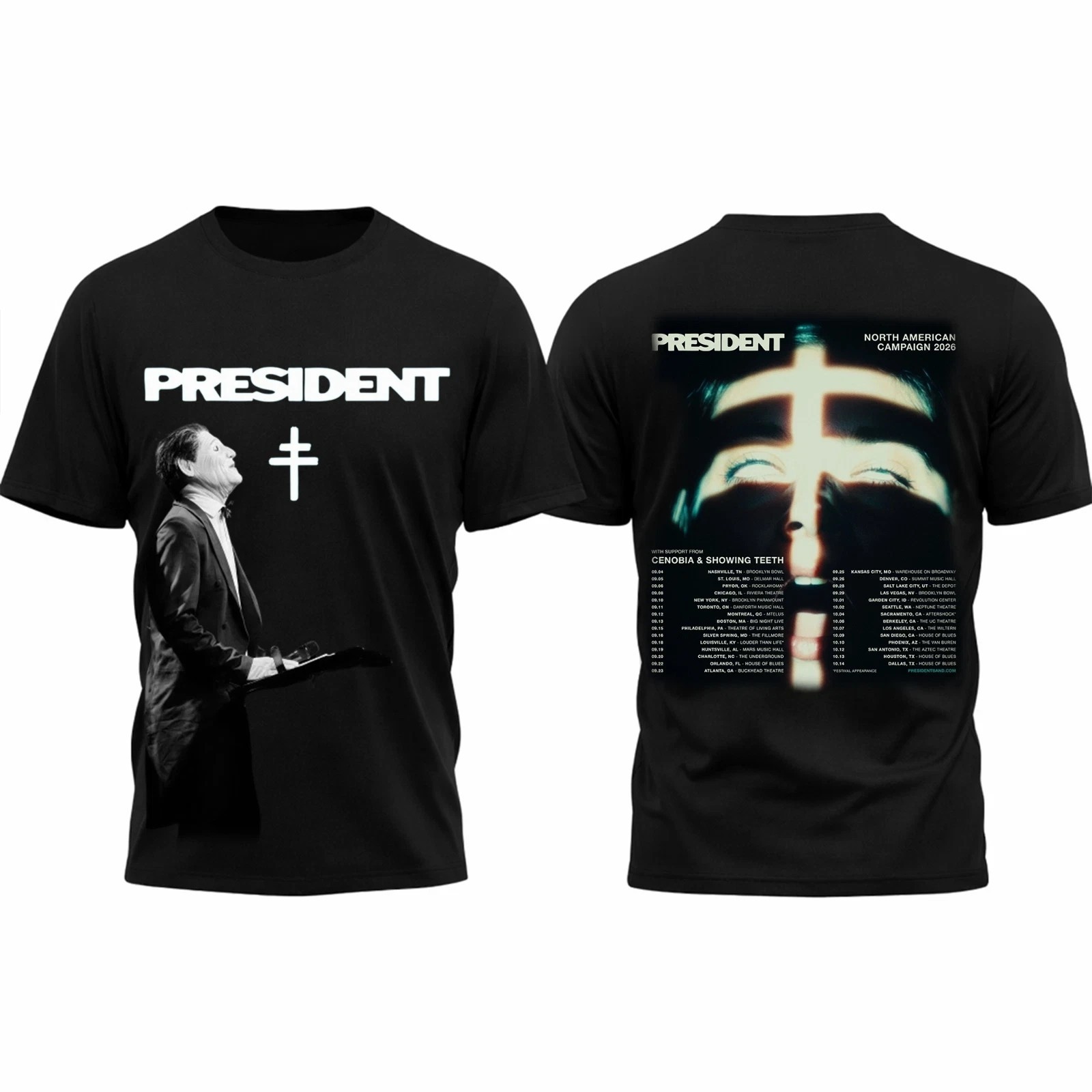 President Band North American Campaign 2026 Tour Dates Black T Shirt