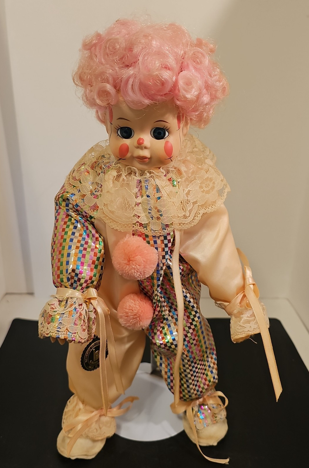 Brinn’s Collectible Edition Clown Doll 1991 COA & Stand – Vintage Porcelain Doll