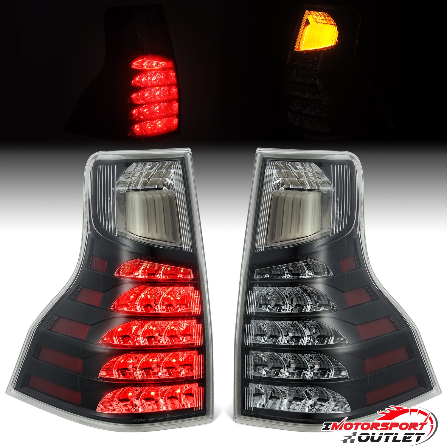 For 14-23 Lexus GX 460 PRO-Series LED Tail Lights Black Clear