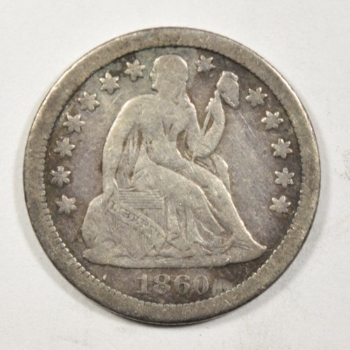 1860-S SEATED LIBERTY DIME ~ NICE BOLD VF VERY FINE INV#2 1860-S SEATED LIBERTY DIME ~ NICE BOLD VF VERY FINE INV#2