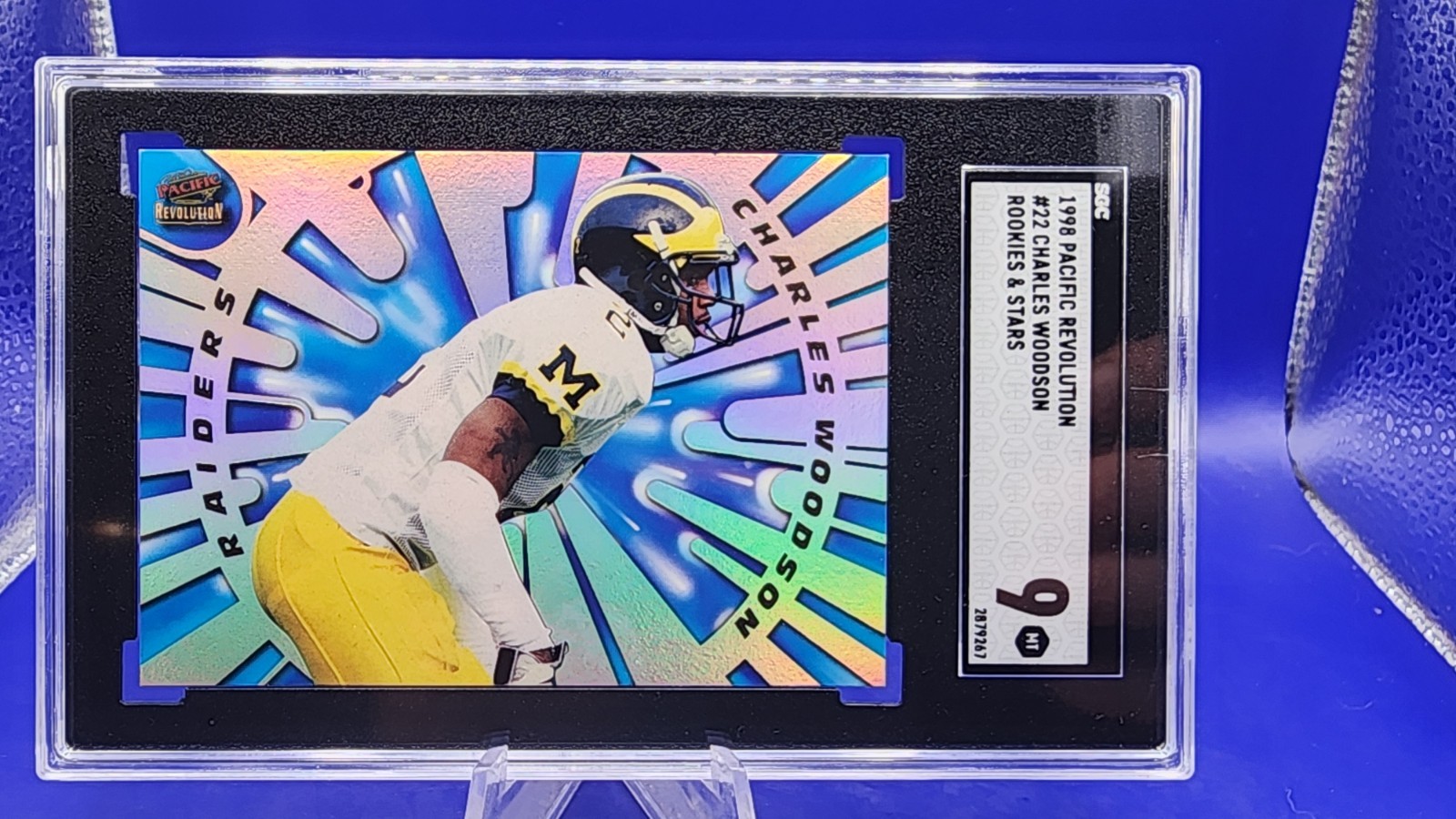 1998 Pacific Revolution - Rookies & Stars Charles Woodson #22 (RC) SGC 9 Mint 1998 Pacific Revolution - Rookies & Stars Charles Woodson #22 (RC) SGC 9 Mint