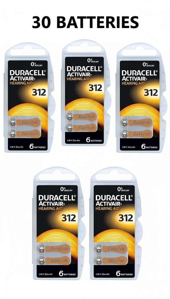 New Fresh Duracell Hearing Aid Batteries Size 312 Exp-2029