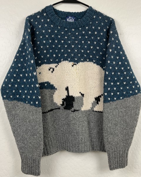 Vintage Woolrich Polar Bear Sweater Adult Chunky Knit Fisherman Normcore VTG 80s