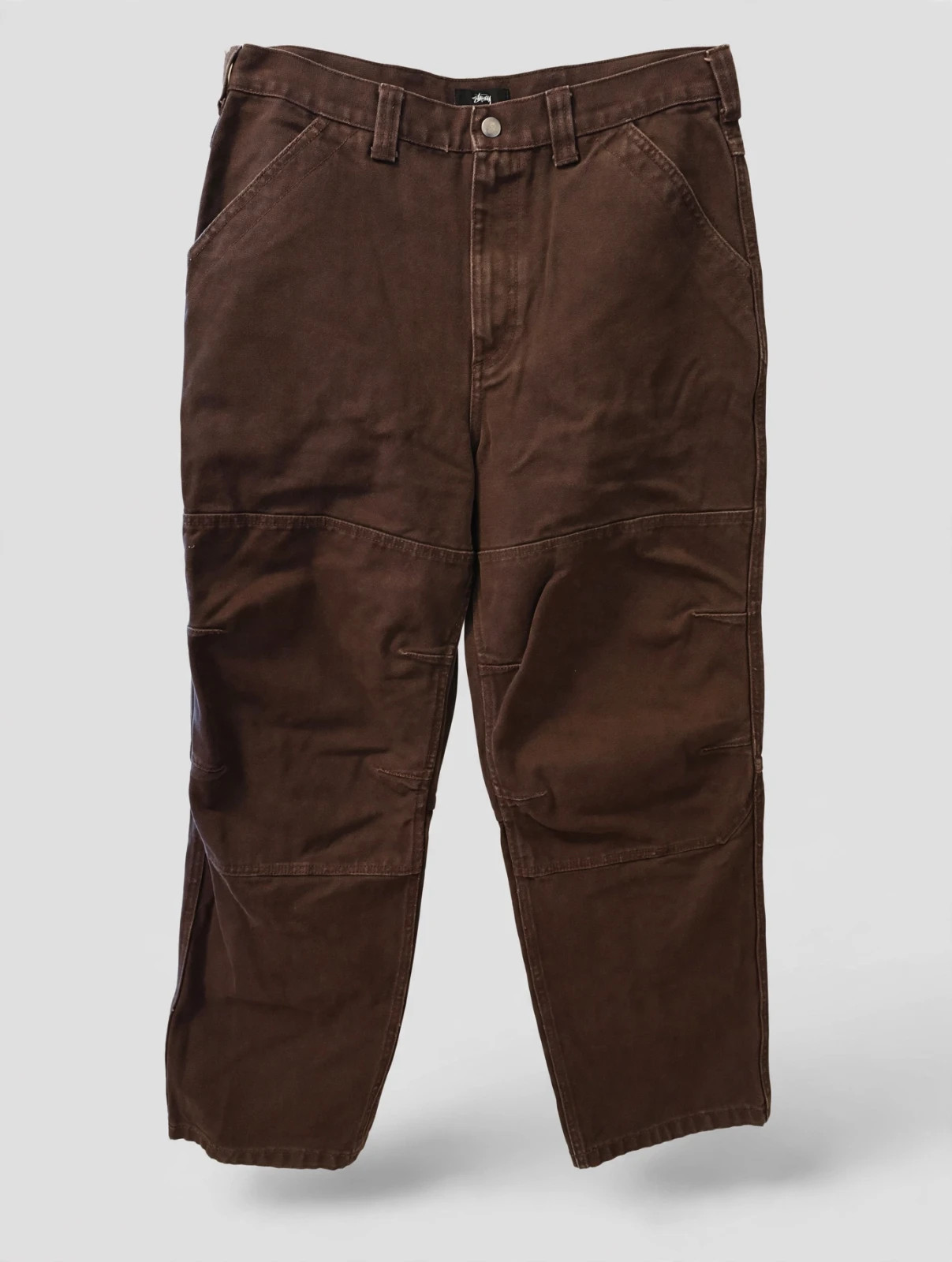 Stussy Mens Trekking Pant 32 Coffee Canvas Double Knee Relaxed Fit 2024