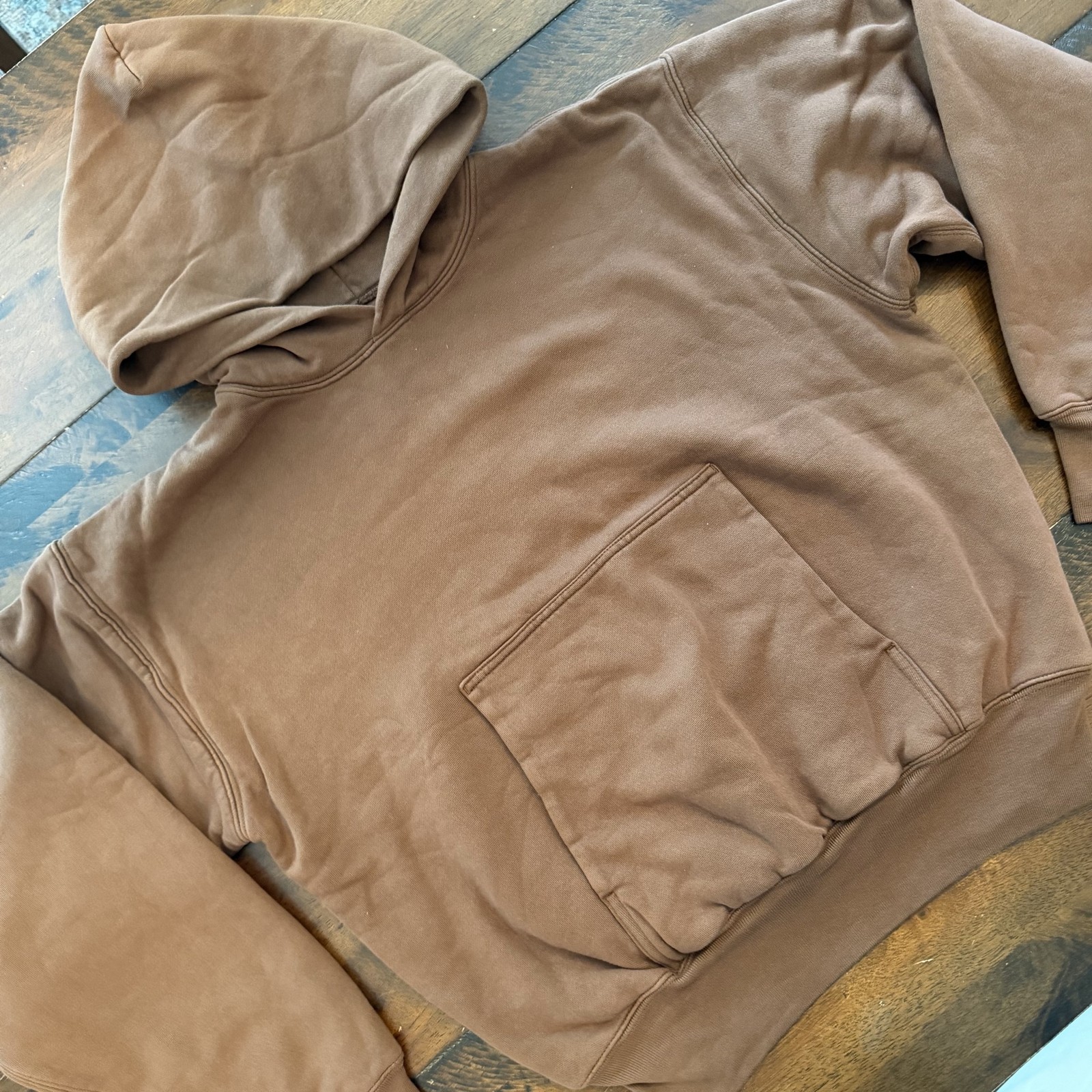 YZY x Gap Hoodie Mens Small Brown Heavyweight Pullover Kangaroo Pocket