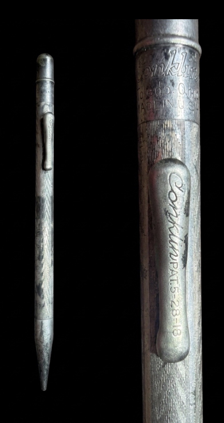 Vintage Conklin Pat metal  Mechanical Pencil Chevron Pattern