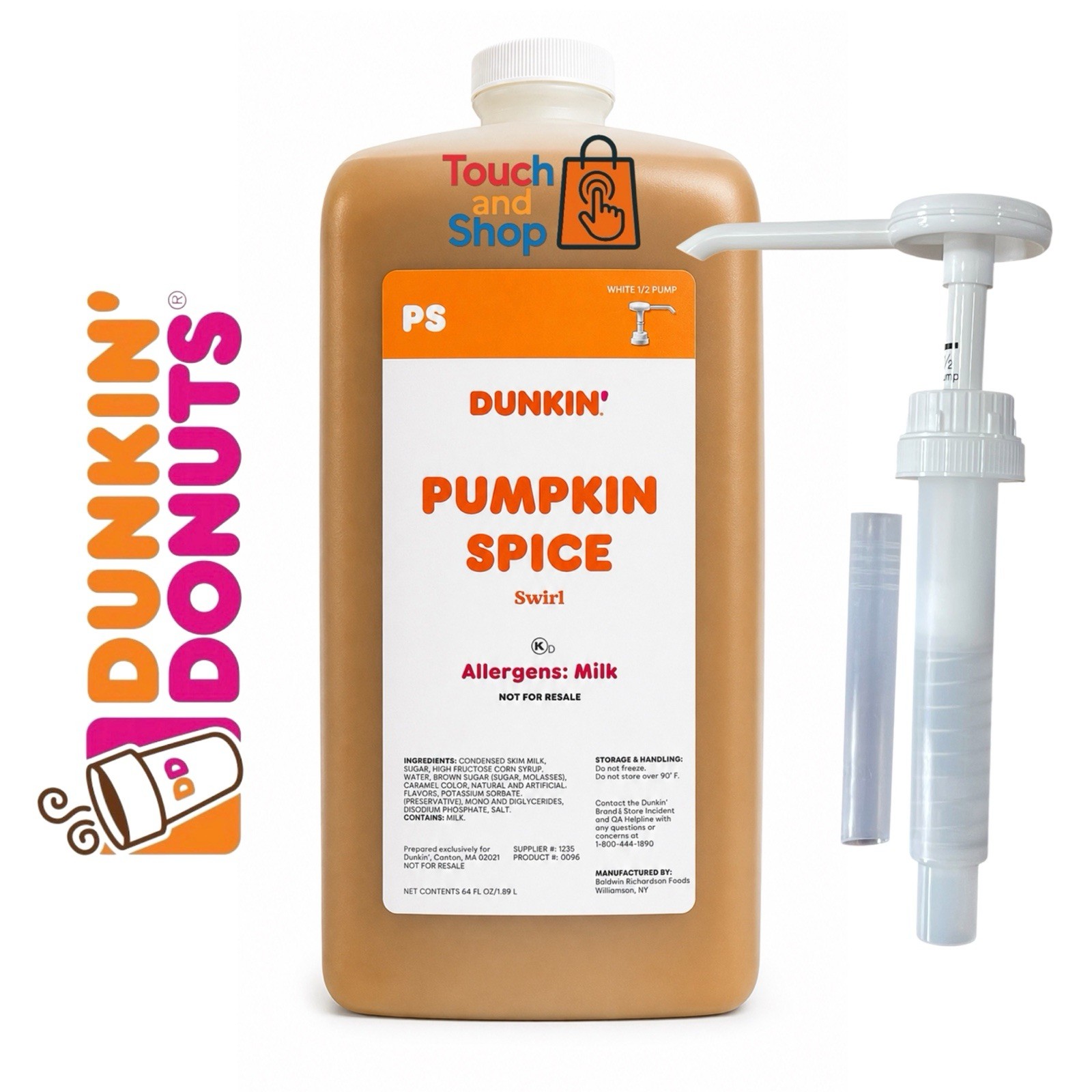 Dunkin Pumpkin Spice Swirl 64FL OZ / 1.89 L With Pump
