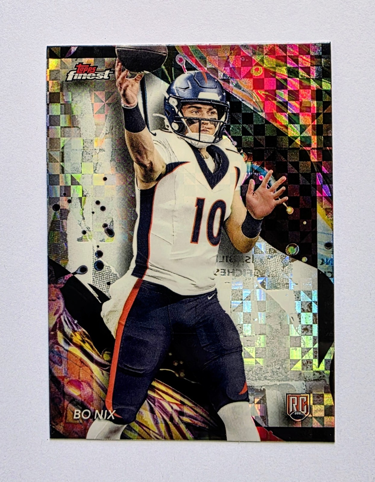 2024 Topps Finest - Uncommon Bo Nix #163 Checkerboard Refractor (RC)