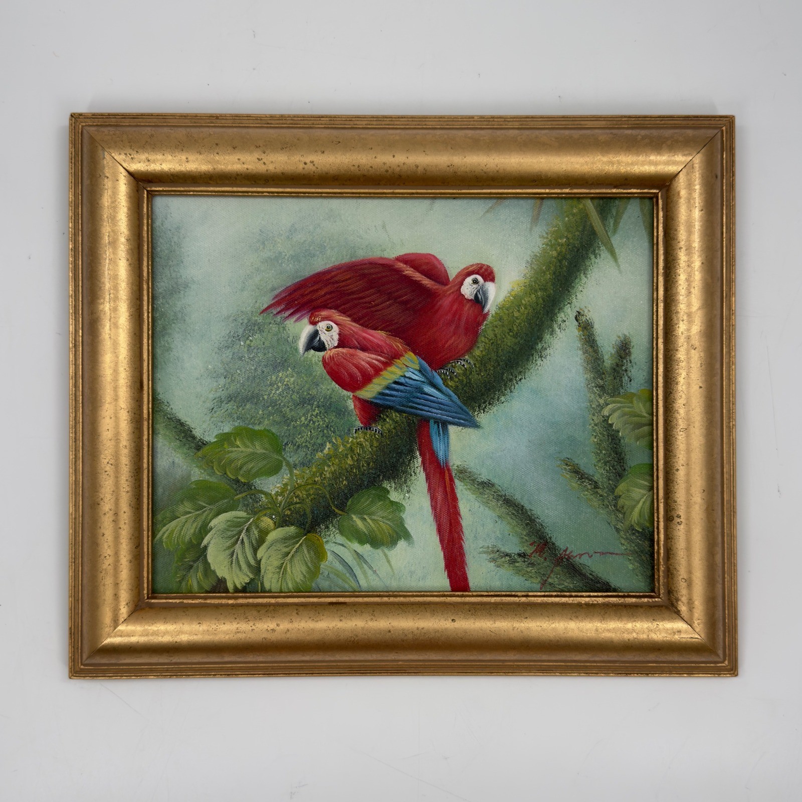 Tropical Scarlet Macaw Parrot Painting on Canvas