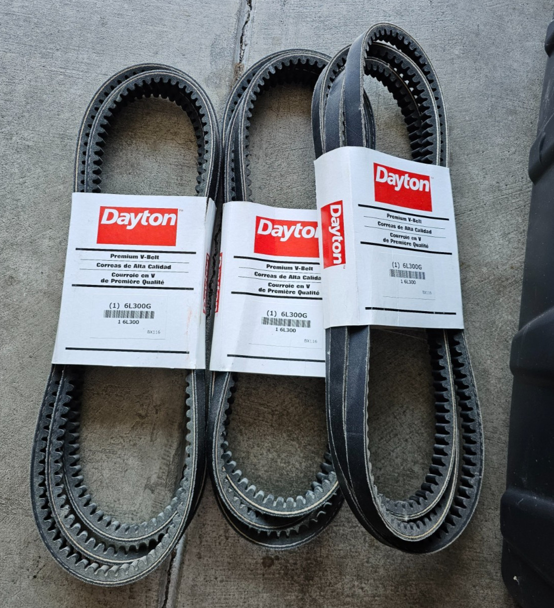 Dayton 6L300G Premium V-Belt NEW - LOT of 3 Belts