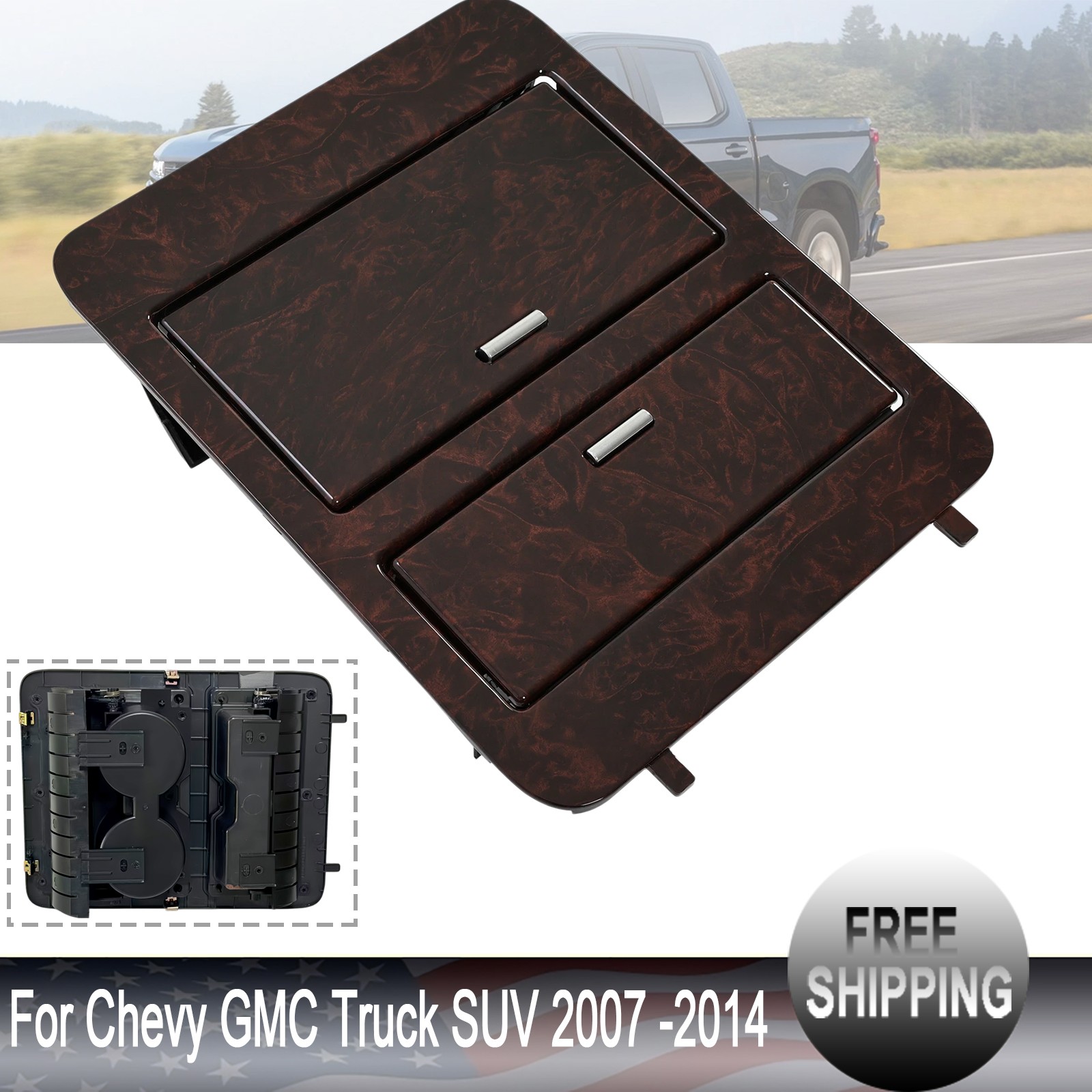 Console Cup Holder Storage Woodgrain For 07-14 Chevy GMC Truck & SUV 23164631