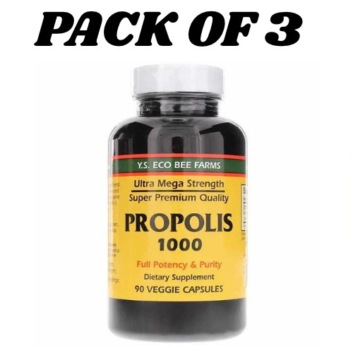 Propolis-Raw Unprocessed 1000mg Y.S. Organic Bee Farms 90 Caps PACK OF 3