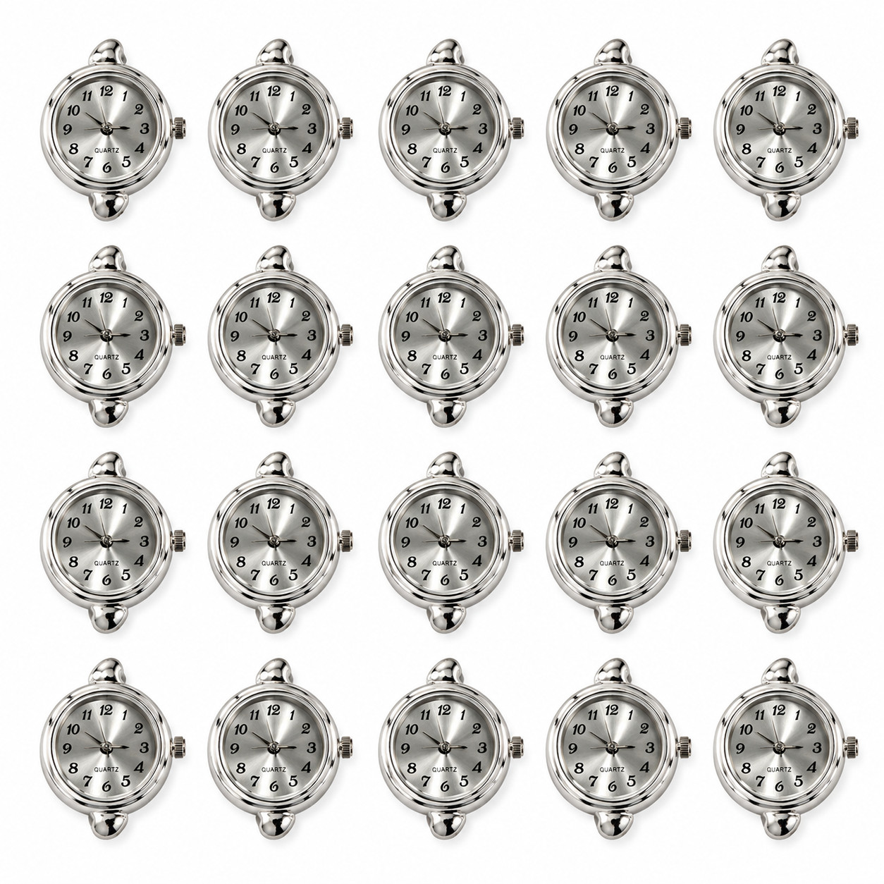20Pcs 20mm Silver Quartz Watch Faces Japanese Movement DIY Beading Jewelry