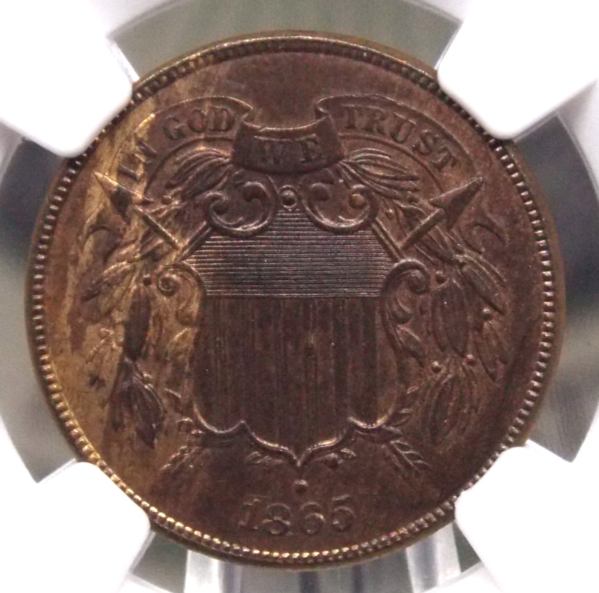 1865 Two Cent Obsolete Piece 2c NGC MS64 BN #009 Unc BU Uncirculated ECC&C, Inc.