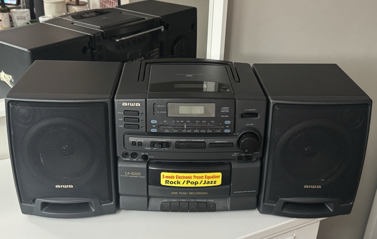 Vintage AIWA Model CA-D205U CD Cassette Carry Component System Working Boombox