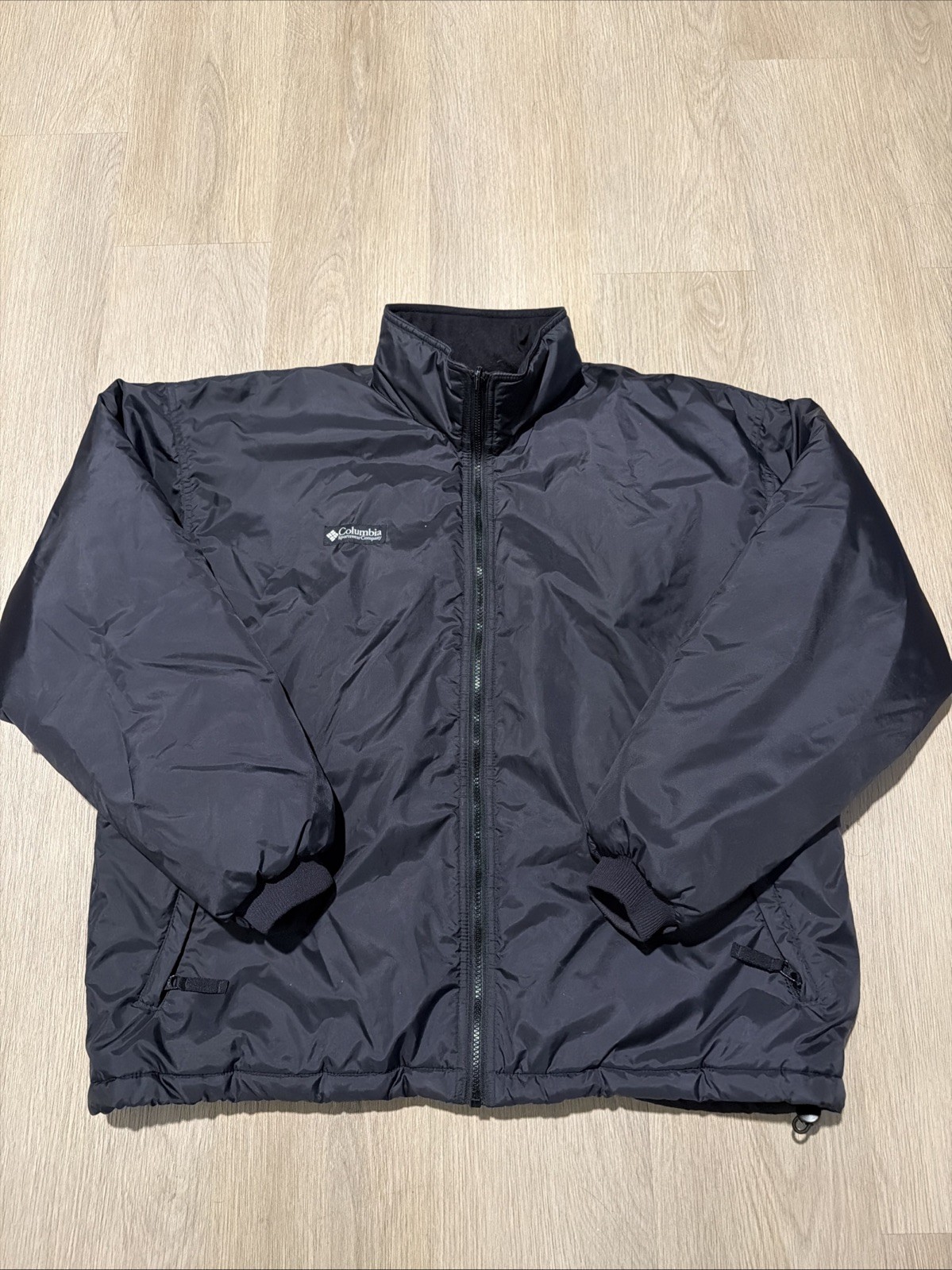 Vintage 90s Columbia Sportswear Full Zip Windbreaker Jacket Black Mens - Large