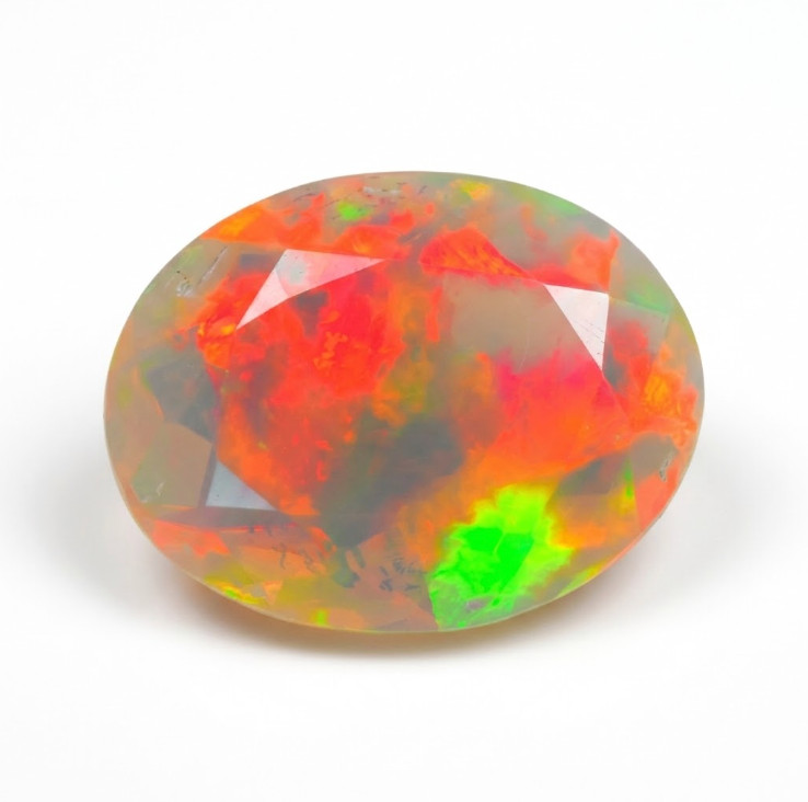 1.52Ct Natural Solid Welo Opal Oval Faceted Rainbow Fire Gemstone 10x7.6mm