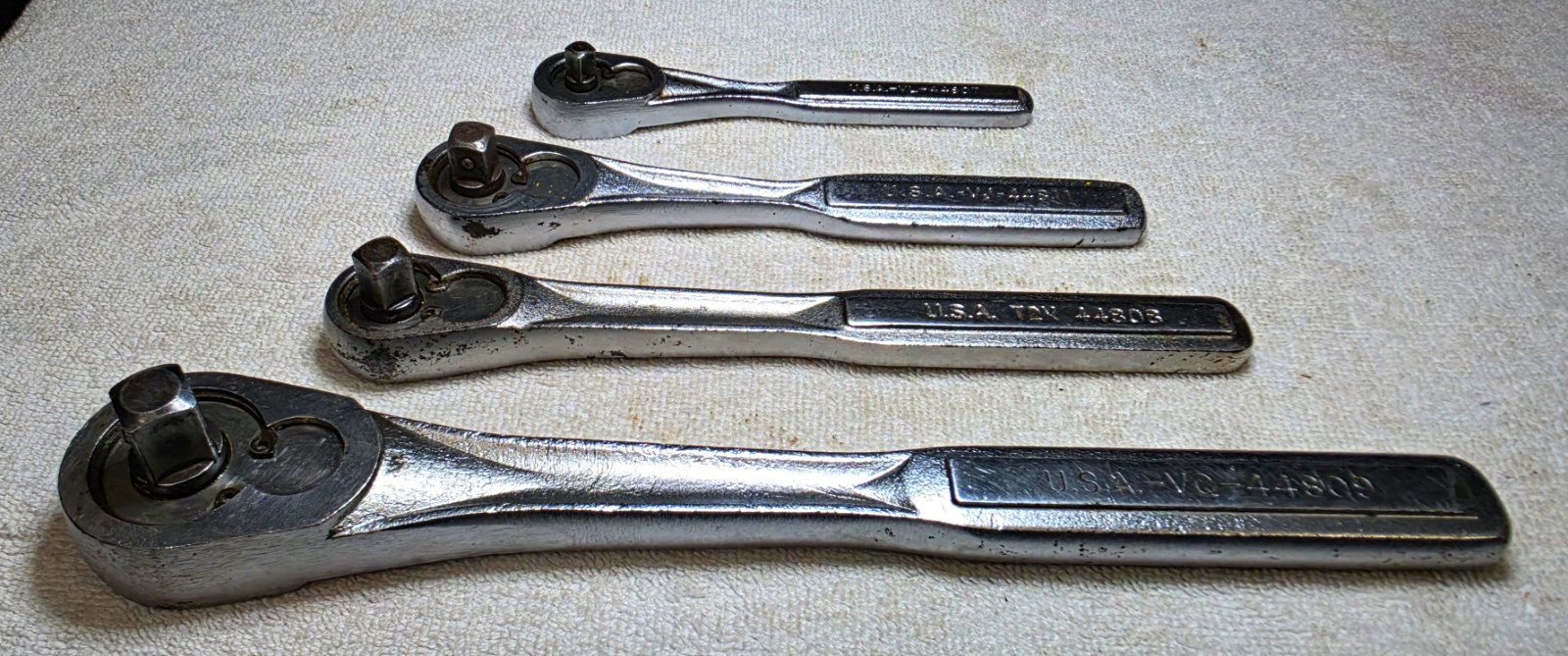 Vintage Craftsman USA 4pc Ratchets 1/4 3/8 3/8 Long 1/2 44807 44811 44808 44809