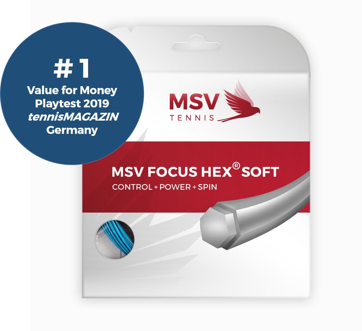 MSV Focus HEX Soft Tennis String Set, 18/1.15 Gauge, Sky Blue MSV Focus HEX Soft Tennis String Set, 18/1.15 Gauge, Sky Blue