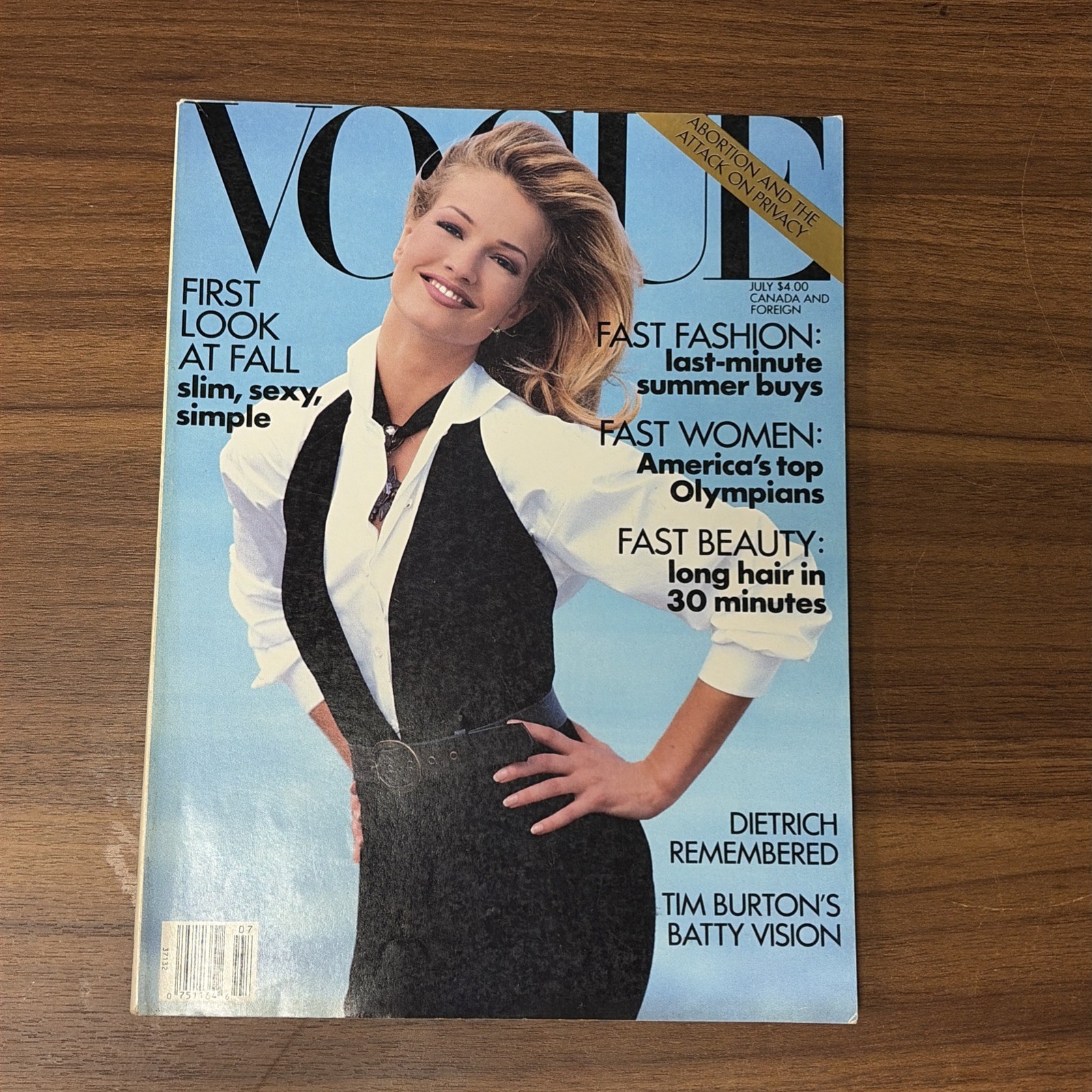 Vintage July 1992 Vogue Magazine Karen Mulder In Package