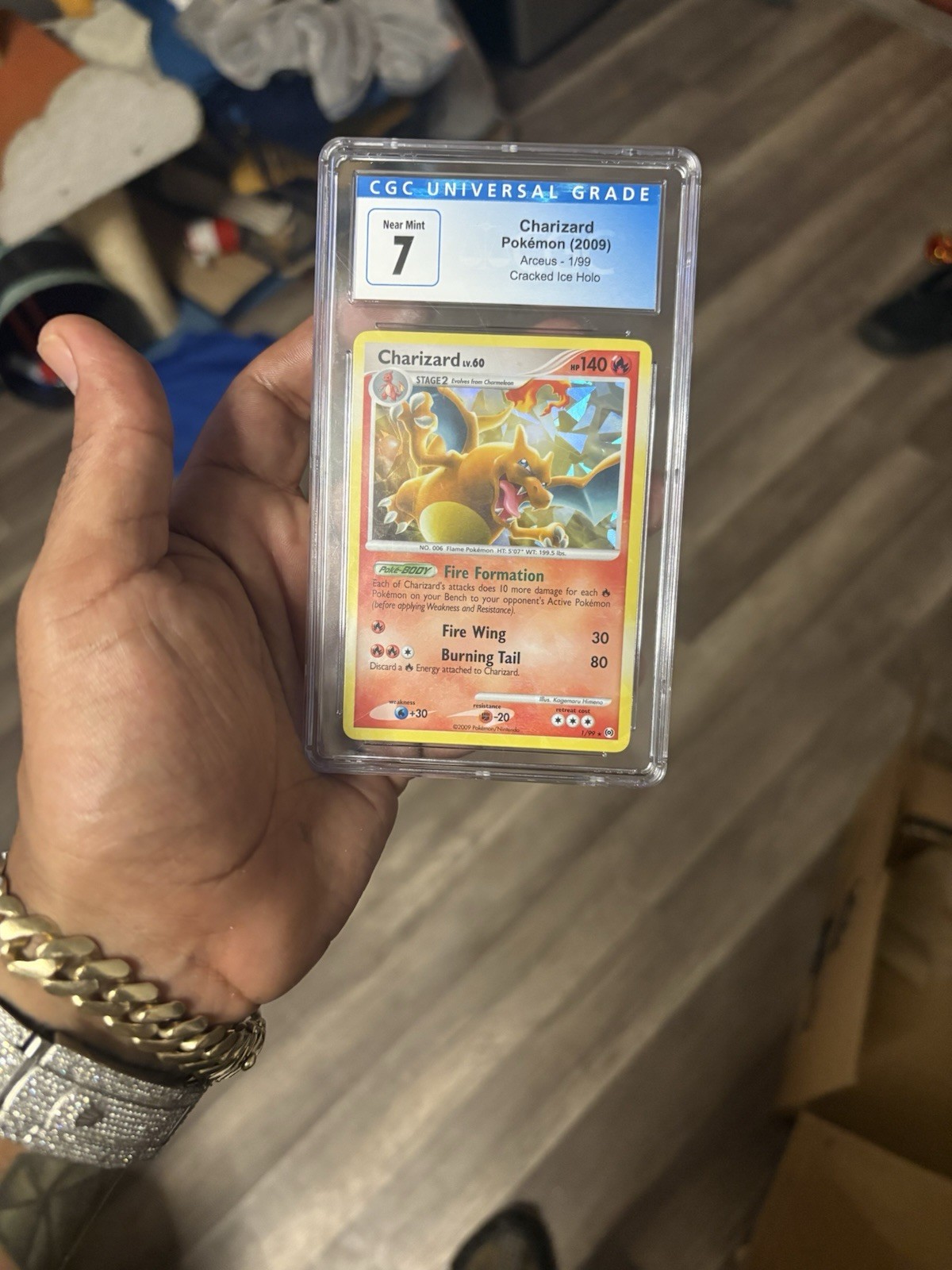 2009 Charizard 1/99 Arceus Cracked Ice Holo GRADED/ CBG 7 (PSA) RARE COLLECTOR