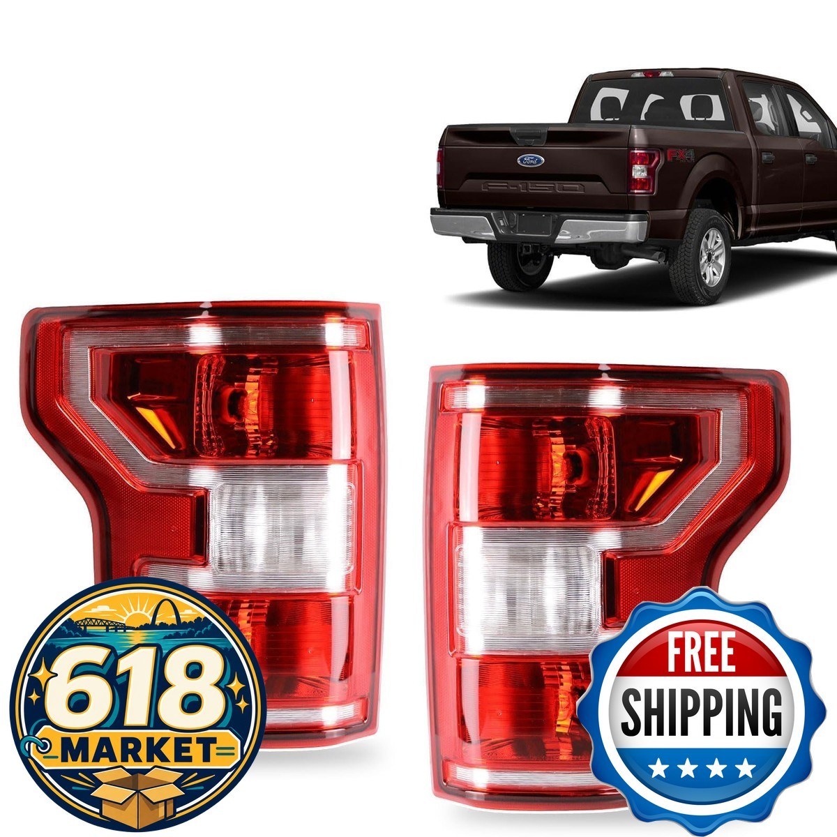 Lathsy Tail Lights Compatible 2018-2020 Ford F150 Driver And Passenger Side Lathsy Tail Lights Compatible 2018-2020 Ford F150 Driver And Passenger Side