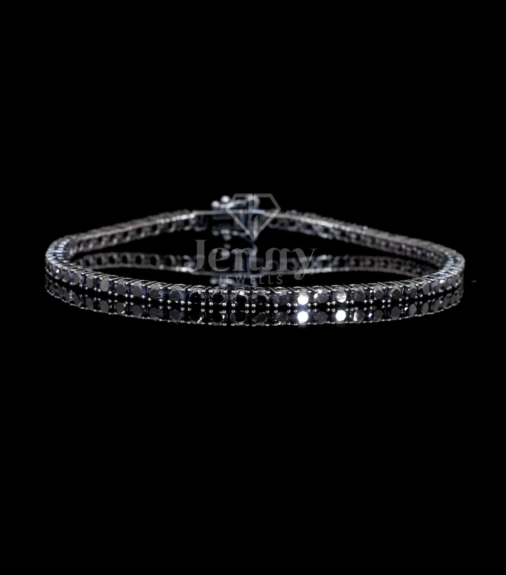 5.00 CT Natural Black Round Cut Diamond Tennis Bracelet,IGI Certified,Gift