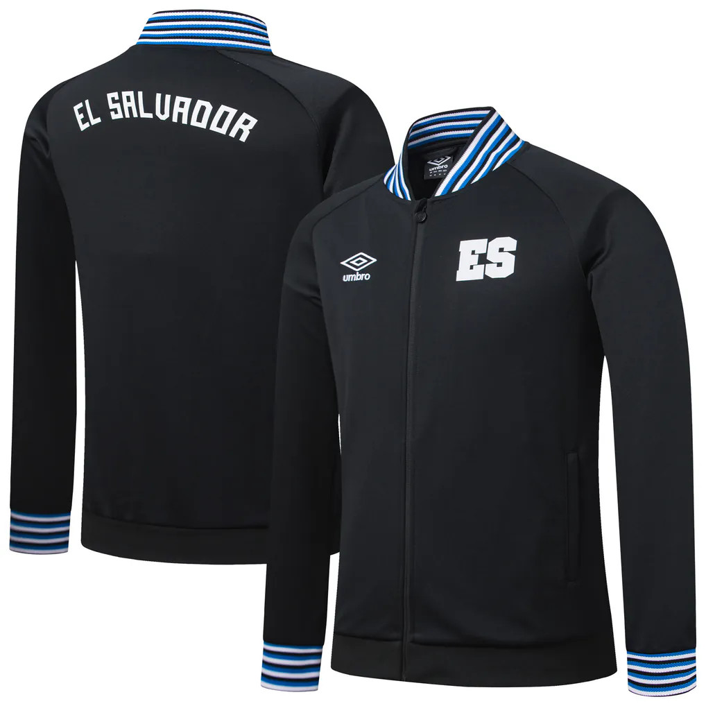 Umbro El Salvador NationalTeam PresentationRaglan Black Full-ZipJacket Select SZ Umbro El Salvador NationalTeam PresentationRaglan Black Full-ZipJacket Select SZ