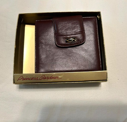 Retro Mid Century Princess Gardner Oxblood Leather Snap Flap Wallet NIB