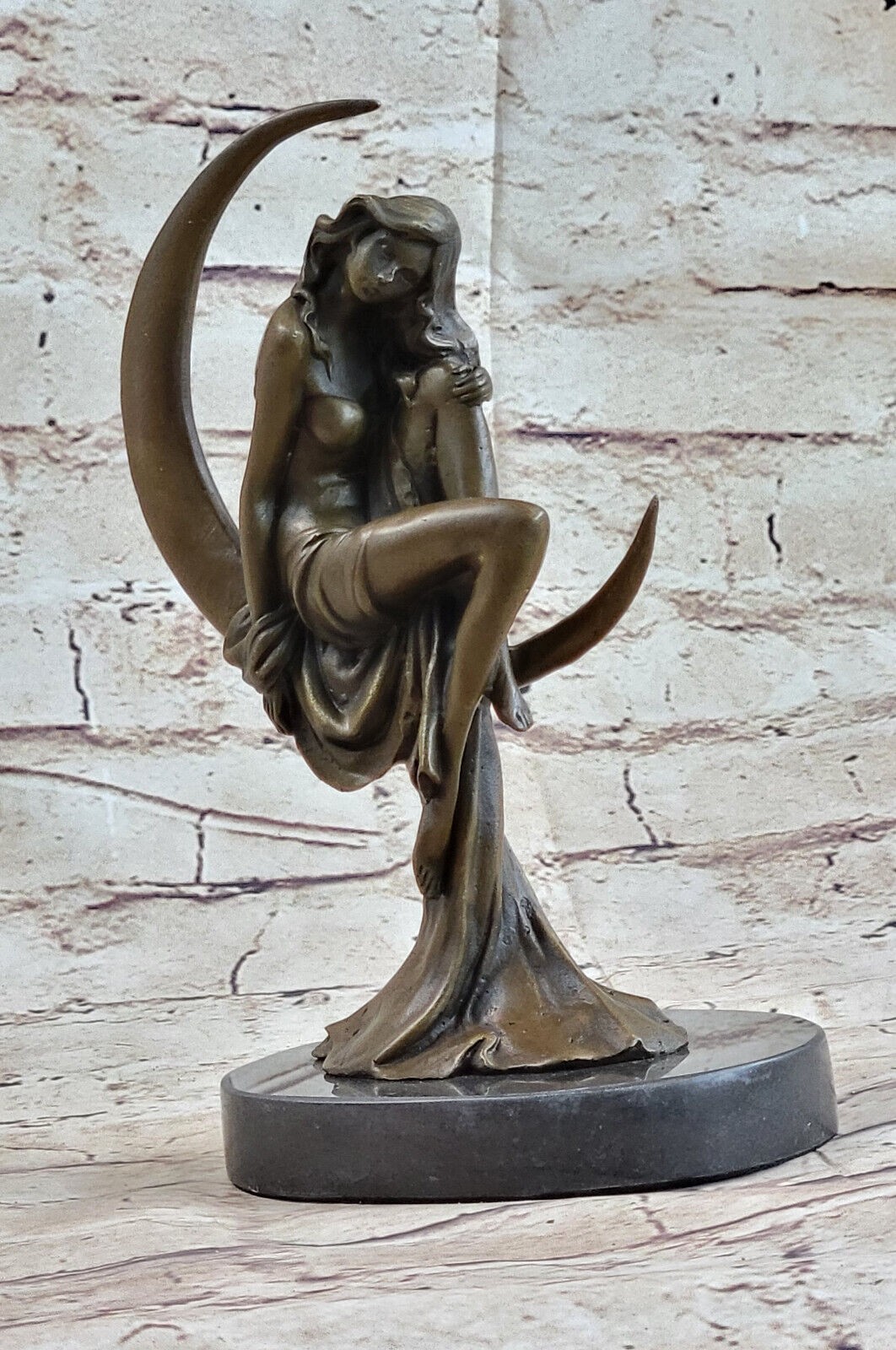 European Pure Bronze fairy maiden Change Lady Goddess of the moon Statue