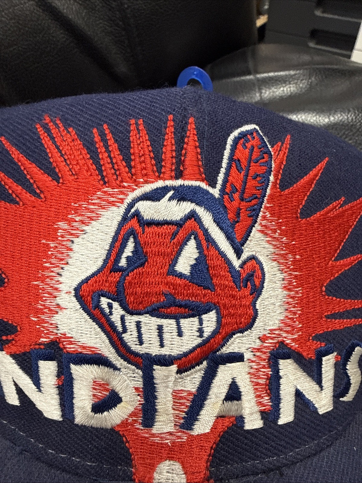 Vintage Cleveland Indians Rare MLB Sport Logo 7 Burst Explosion Hat Snapback