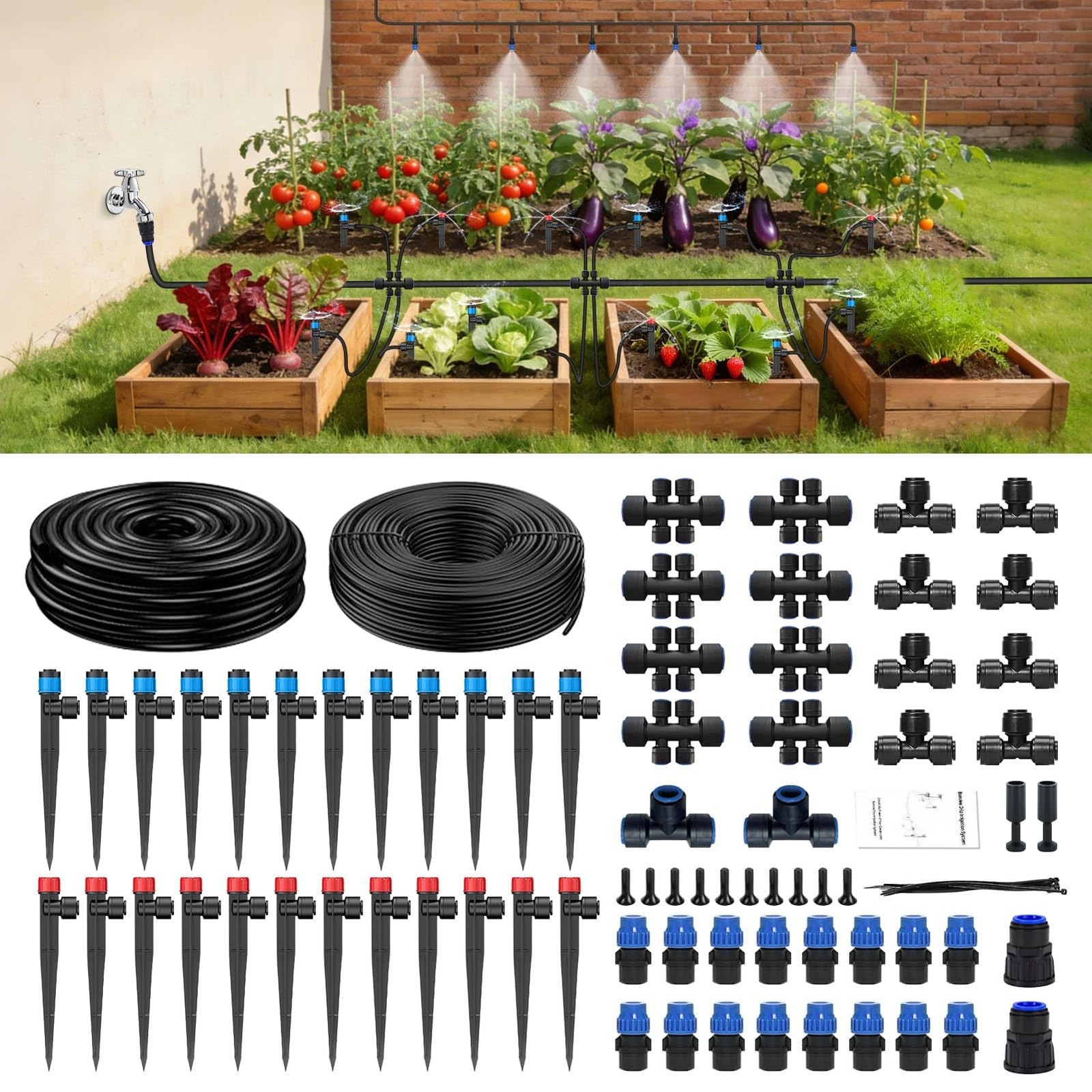 Drip Irrigation System Kit 250FT Quick-Connect 1/4\