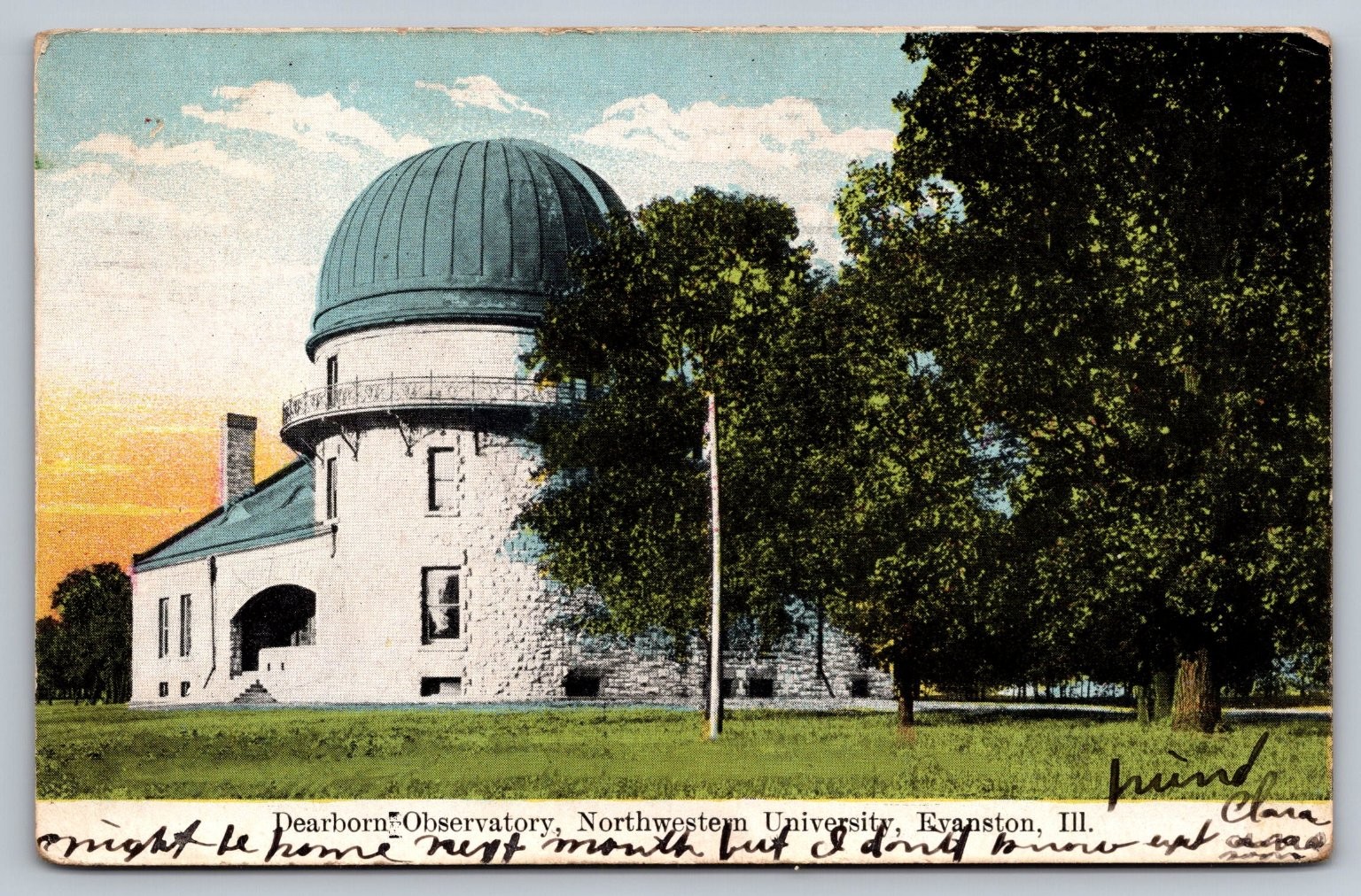 Vintage 1909 Dearborn Observatory Northwestern University Postcard Vintage 1909 Dearborn Observatory Northwestern University Postcard