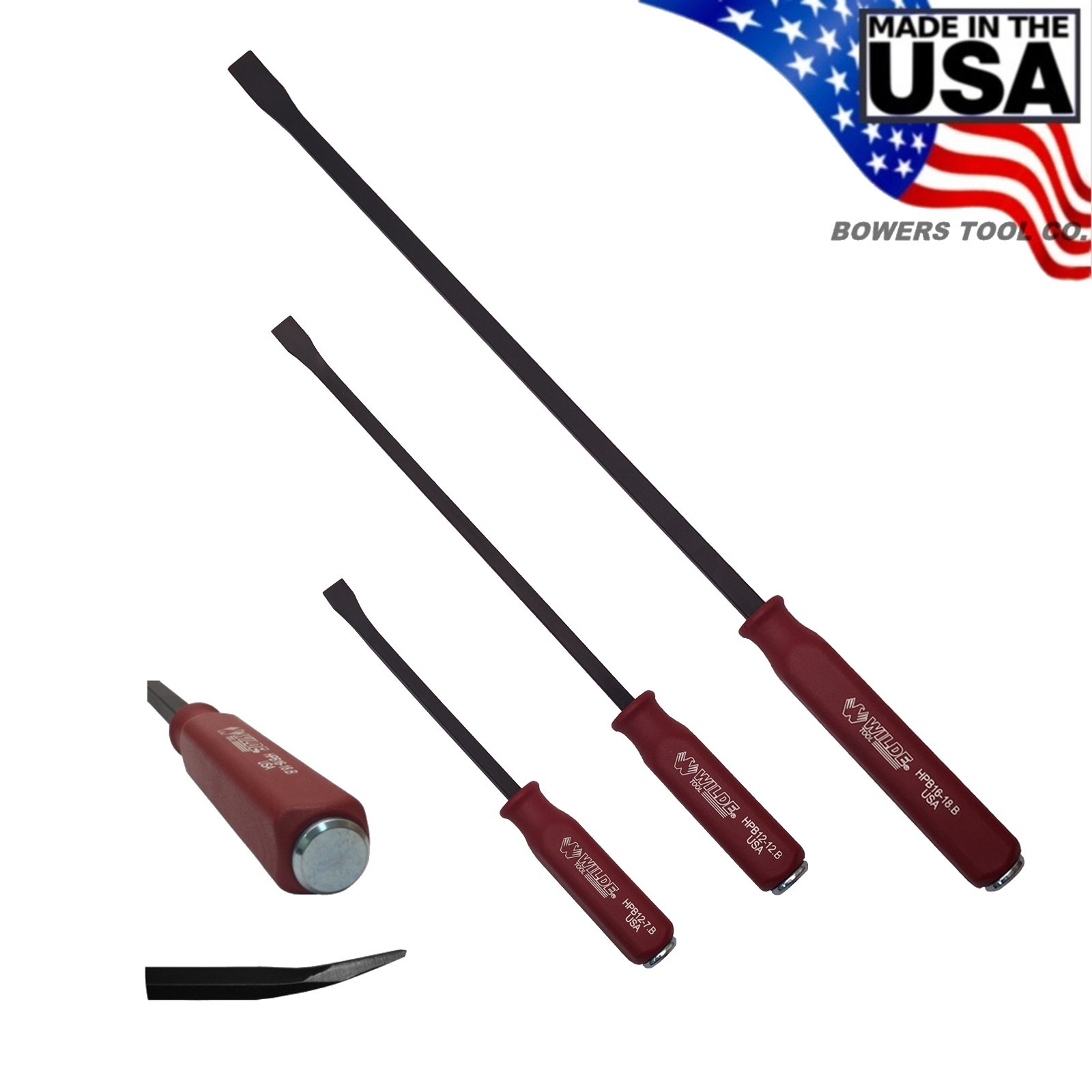 Wilde 3pc Pry Bar Set Hammer Strike Hard Cap Handle 12\
