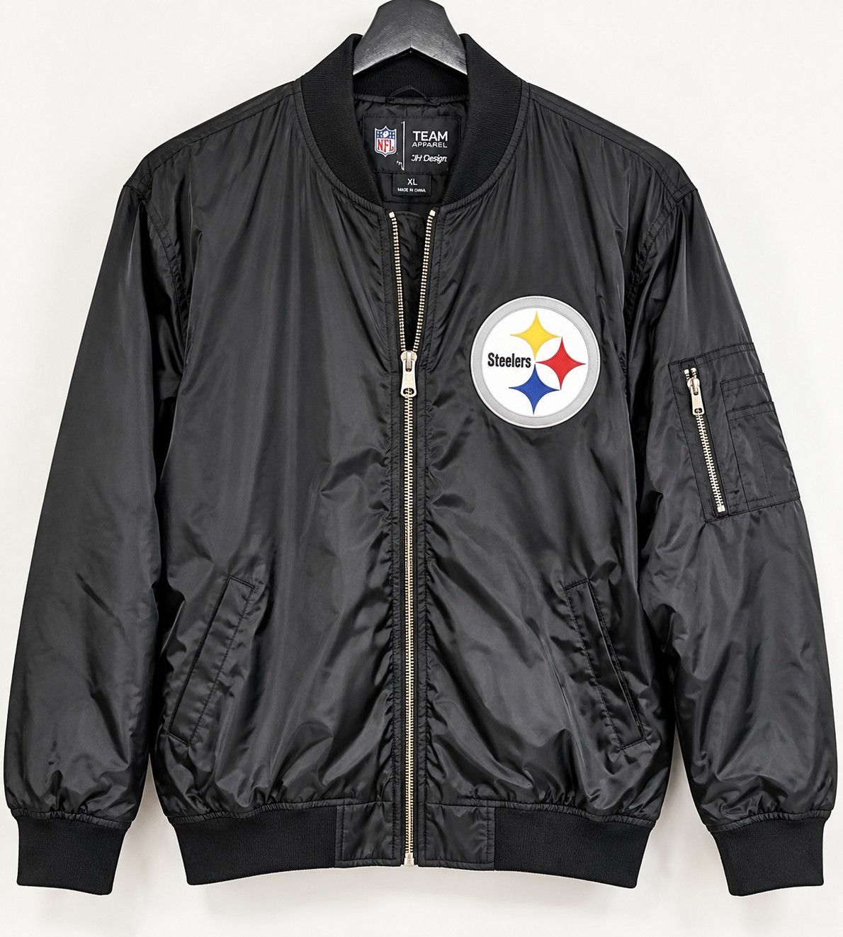 Pittsburgh Steelers JH Design NFL Black Bomber Jacket Men’s XL