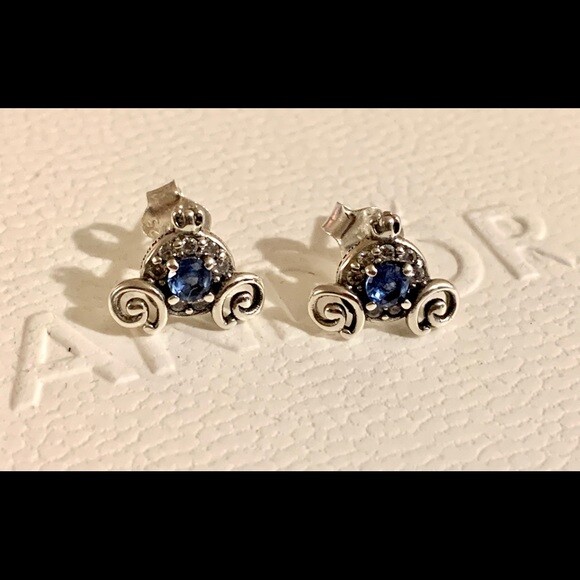 NEW Genuine Pandora Disney Cinderella\'s Pumpkin Coach Stud CZ Earrings 299193C01