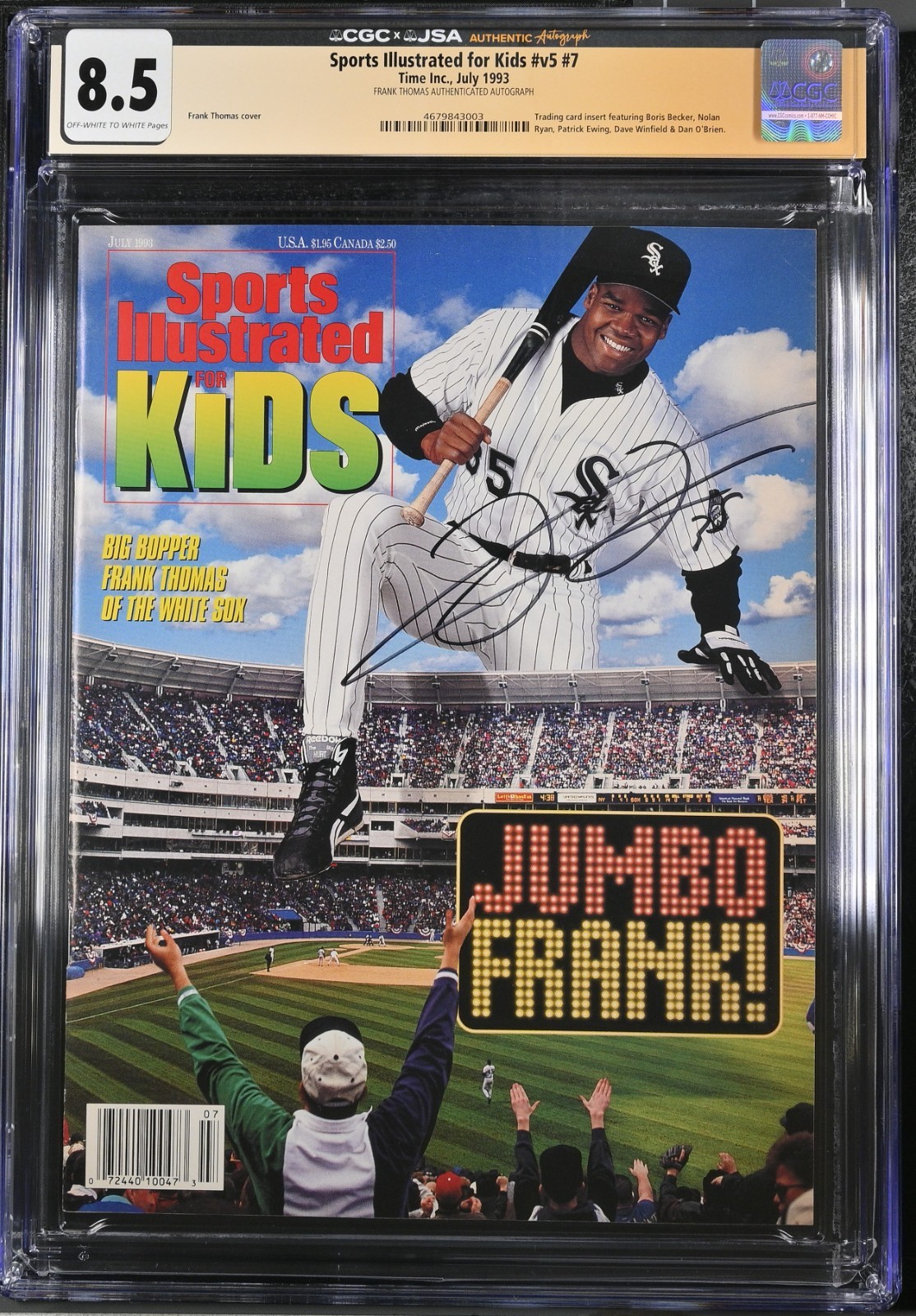 Sports Illustrated for Kids July 1993 Frank Thomas CGC x JSA 8.5 Newsstand