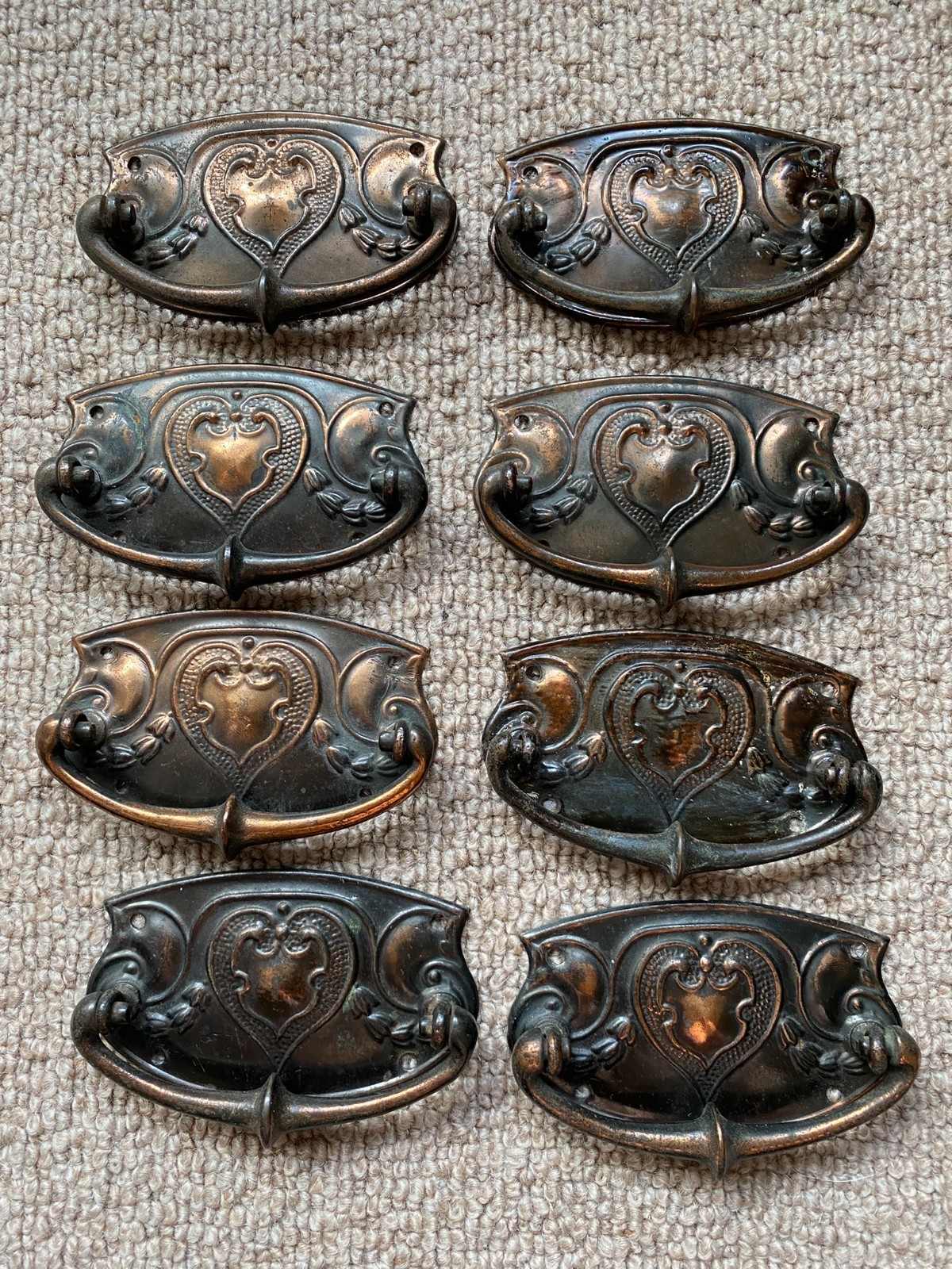 Antique Metal Drawer Handles Pulls Dresser Chest Old Vintage Art Nouveau X8 Antique Metal Drawer Handles Pulls Dresser Chest Old Vintage Art Nouveau X8