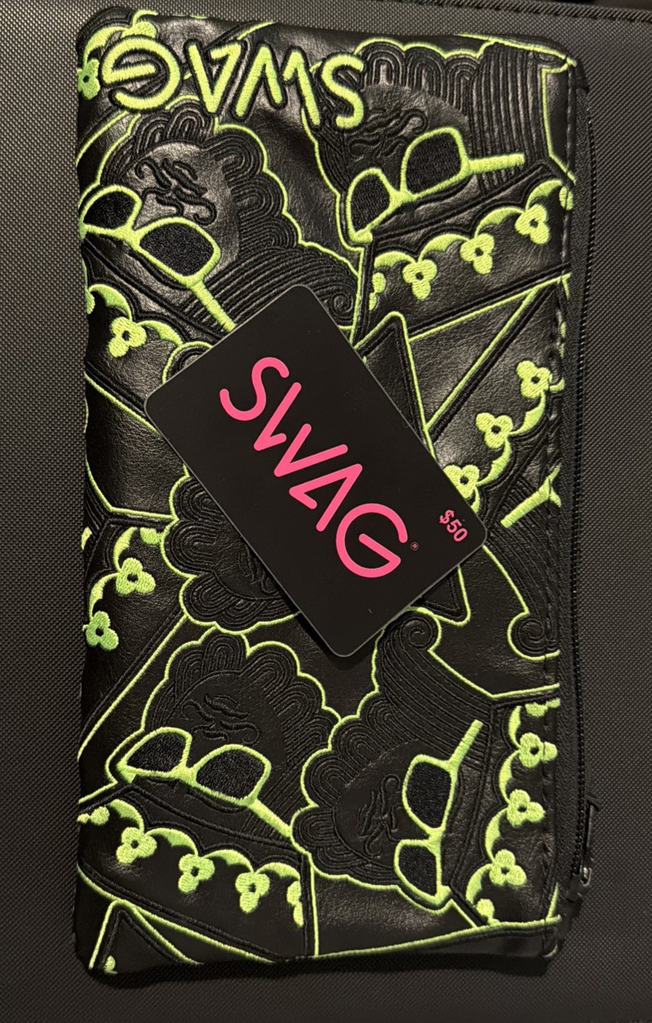 RARE SWAG Golf Green Stacked Kings Valuables Pouch Zippered + Swag $50 Gift Card