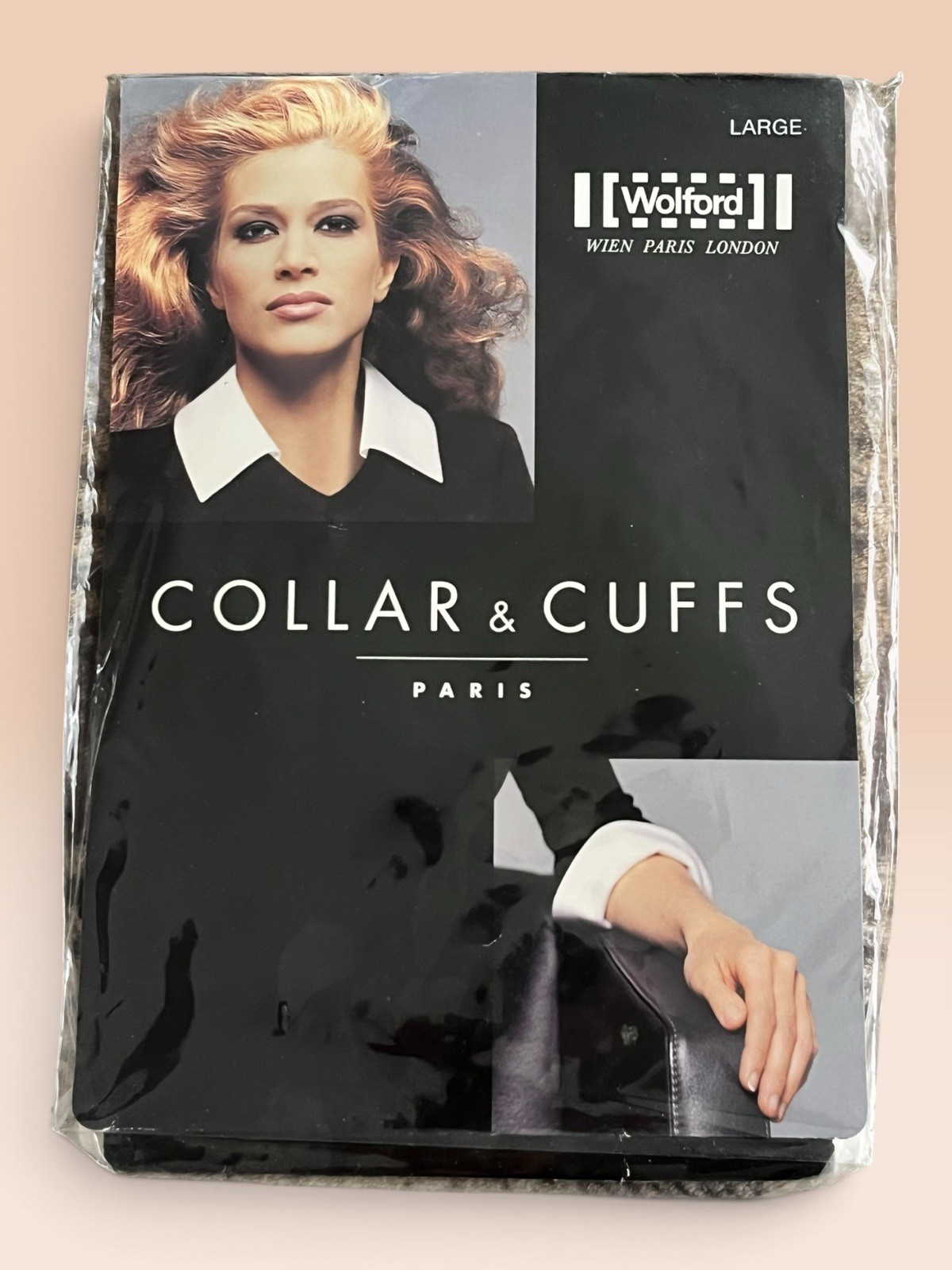 RARE 80-90s Vtg Wolford  BLACK Collar And Cuffs NIP Sealed NOS Size LARGE Luxury