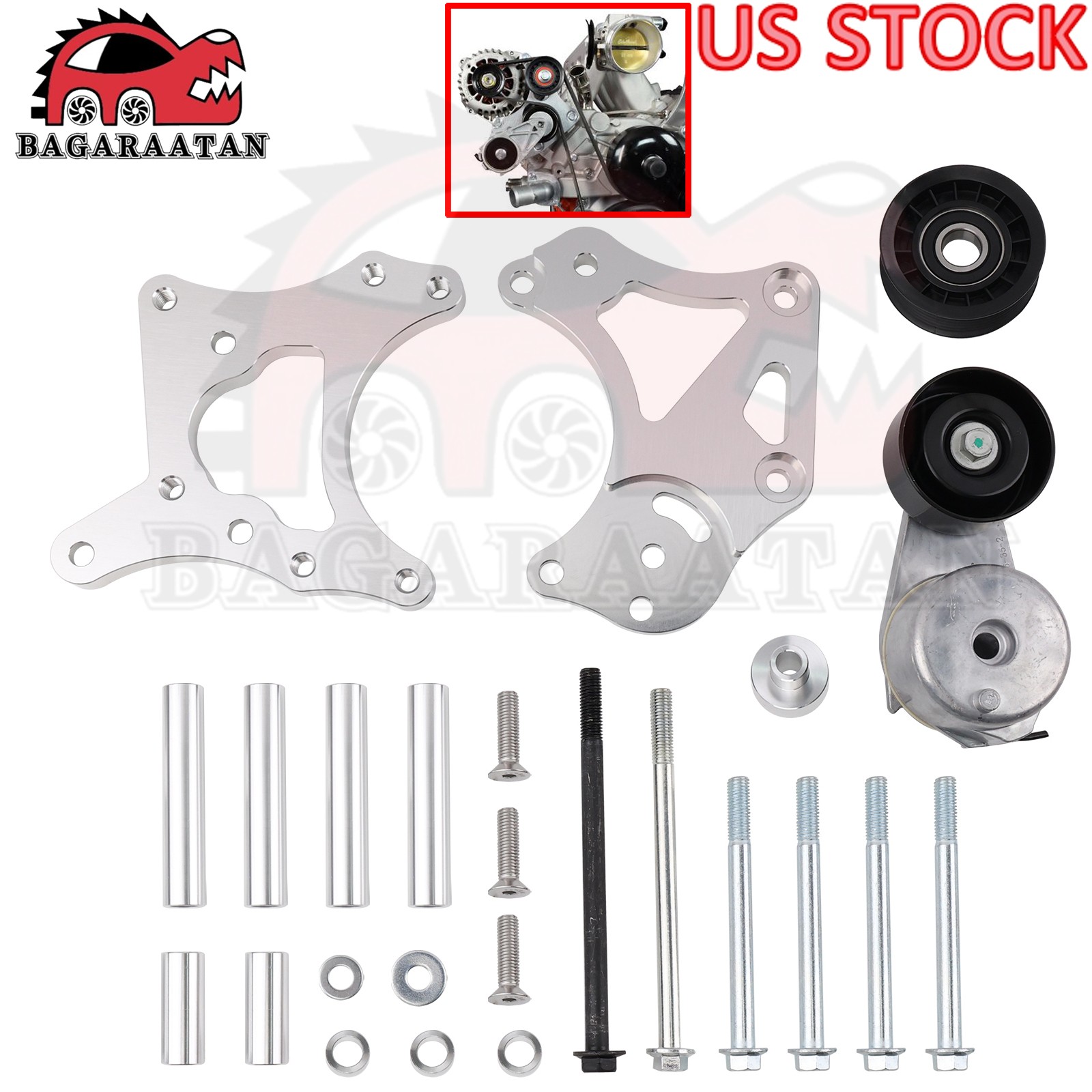 For LS Swap LS1 LS3 LSX LQ4 LQ9 4.8 5.3L 6.0L Billet Alternator Bracket Kit Alum