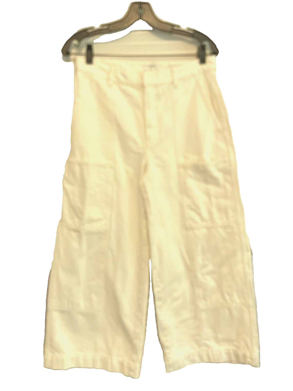 28) VINCE WHITE Cotton High Rise Utility Wide Leg Crop Pants( Color is WHITE)