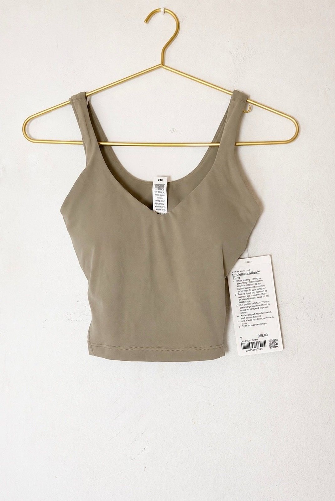 Lululemon Women\'s Align Tank Top Light Support, Sheer Oak Size 2 Lululemon Women\'s Align Tank Top Light Support, Sheer Oak Size 2