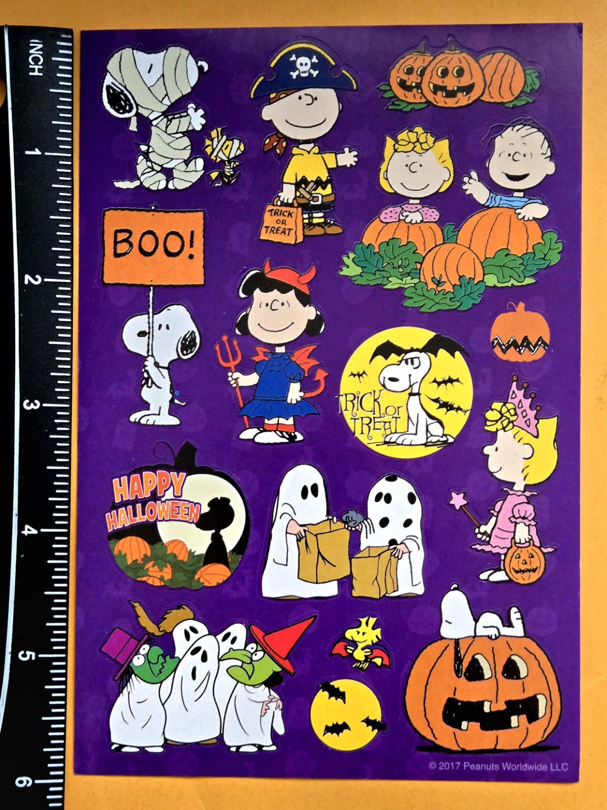 Charles M. Schulz Peanuts Characters Snoopy Halloween Sticker Sheet