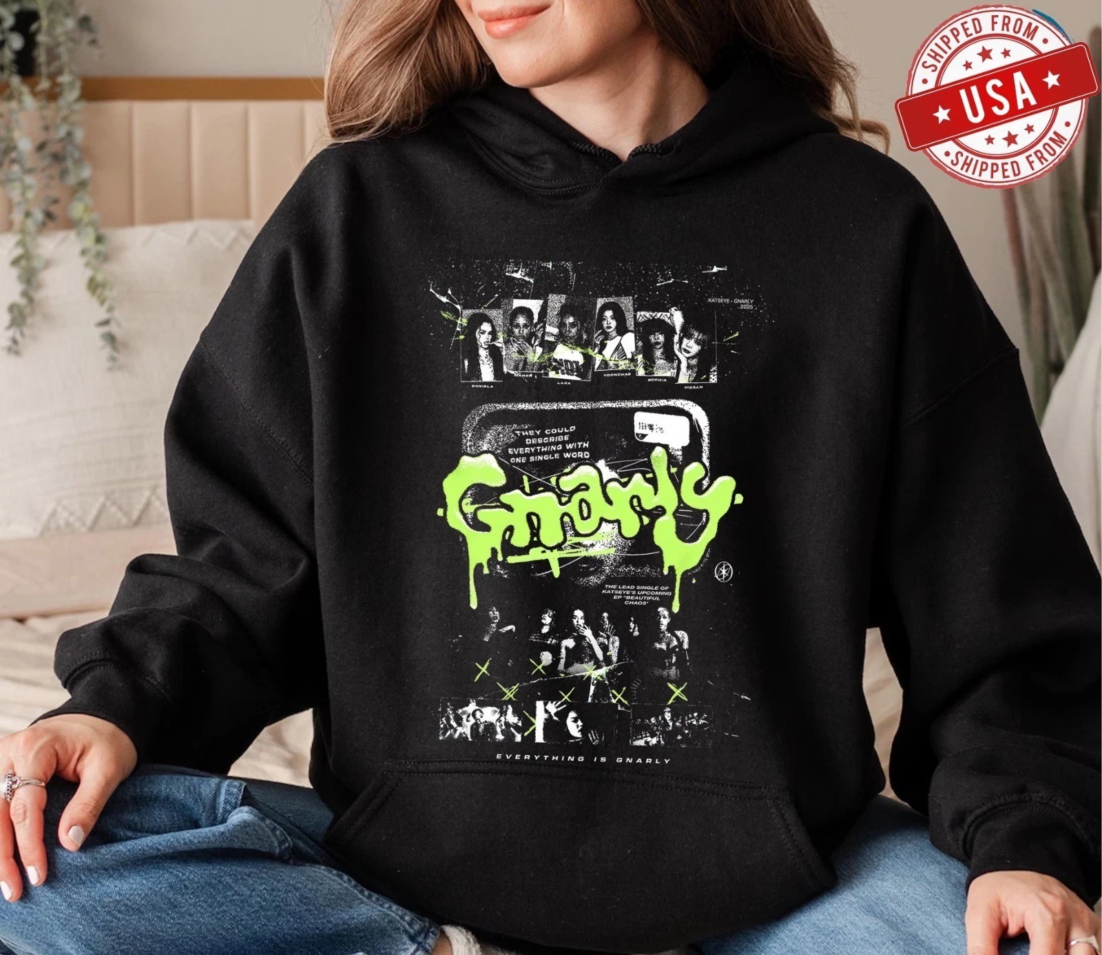KATSEYE \'Gnarly\' Vintage Hoodie, Beautiful Chaos Hoodie